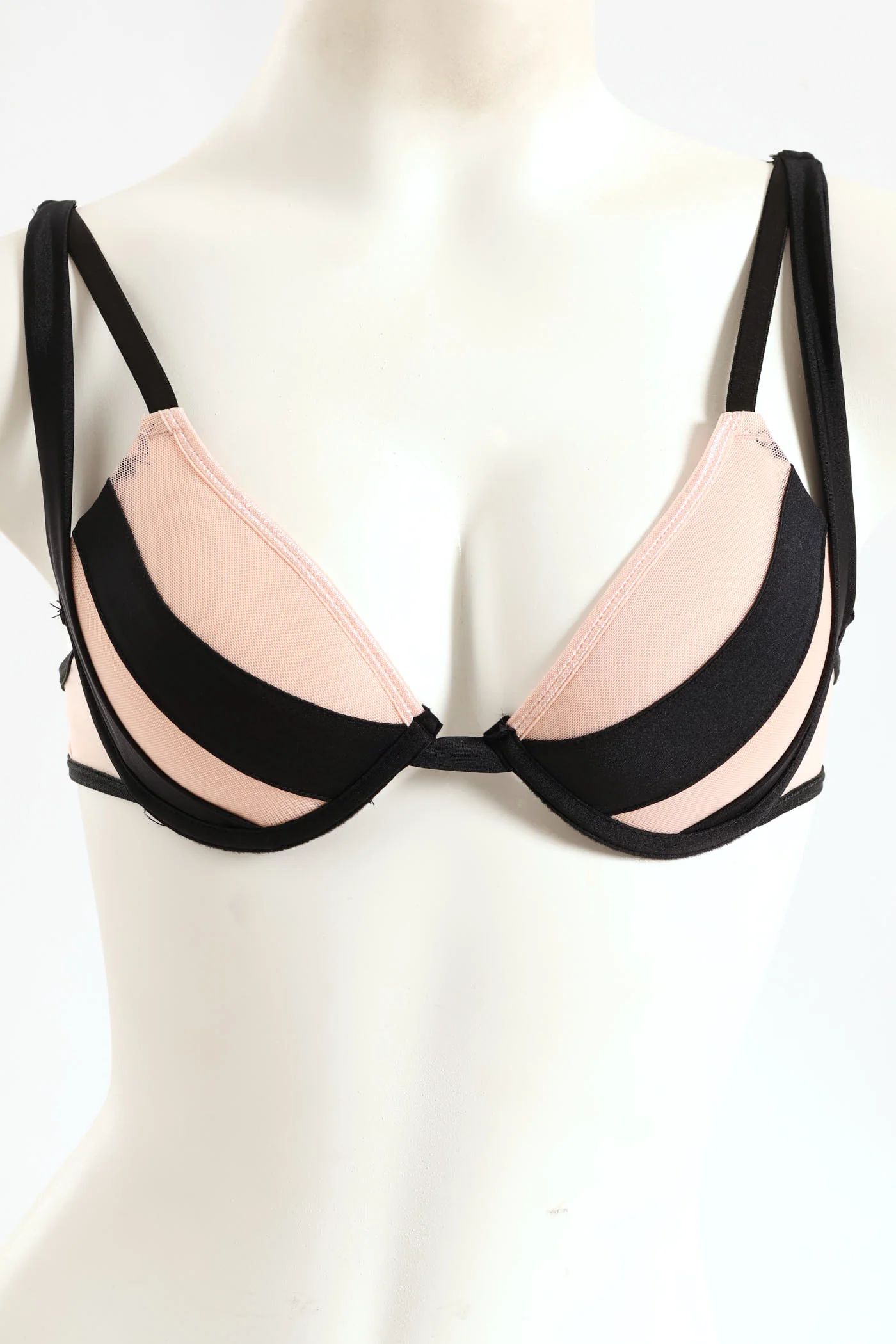 2 Pack Microfibre Mesh Combo T-Shirt Bra - Black/Pink - Image 2