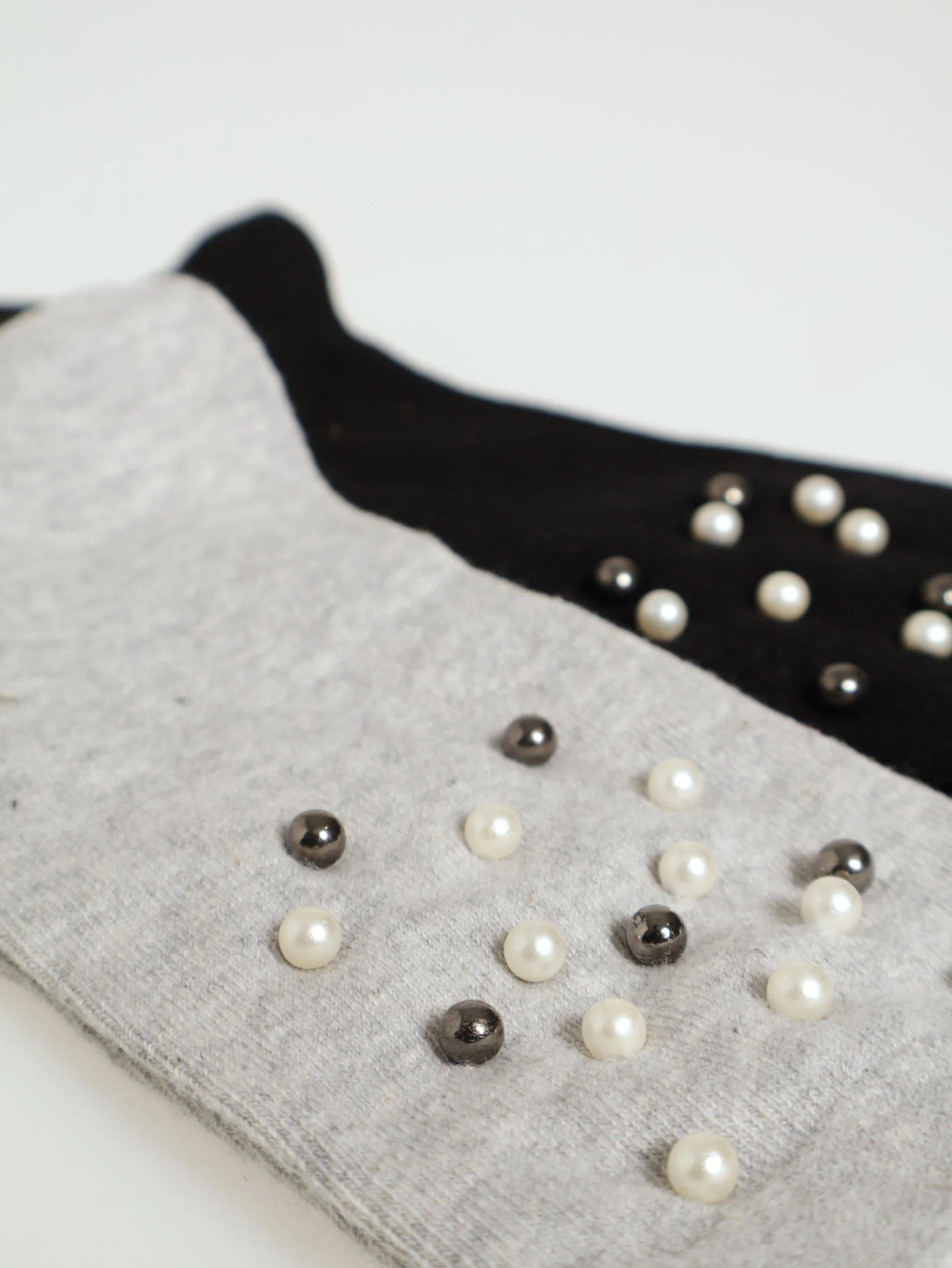 2 Pack Pearl Crew Socks - Black/Grey - Image 2