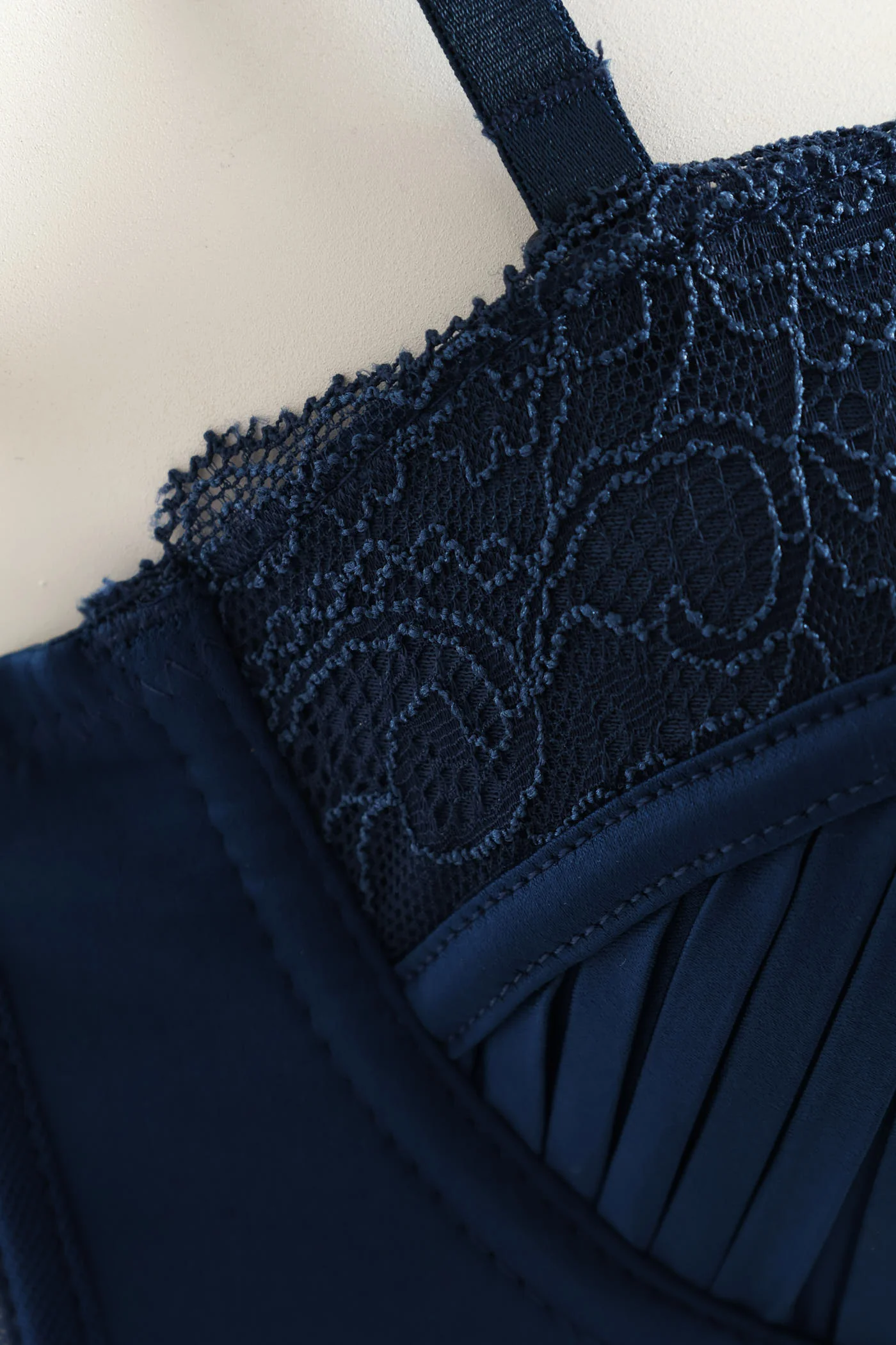 2 Pack Pleated Satin & Lace Balconette Bra - Black/Blue Pansy - Image 4