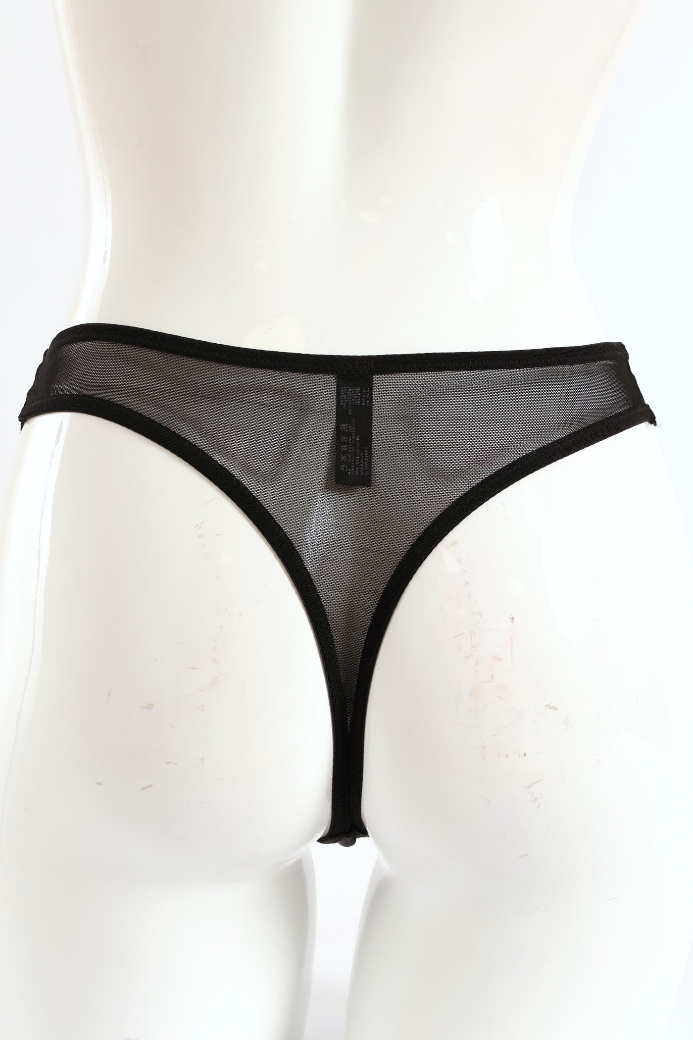 2 Pack Pleated Satin & Lace G-String - Black/Blue Pansy - Image 4