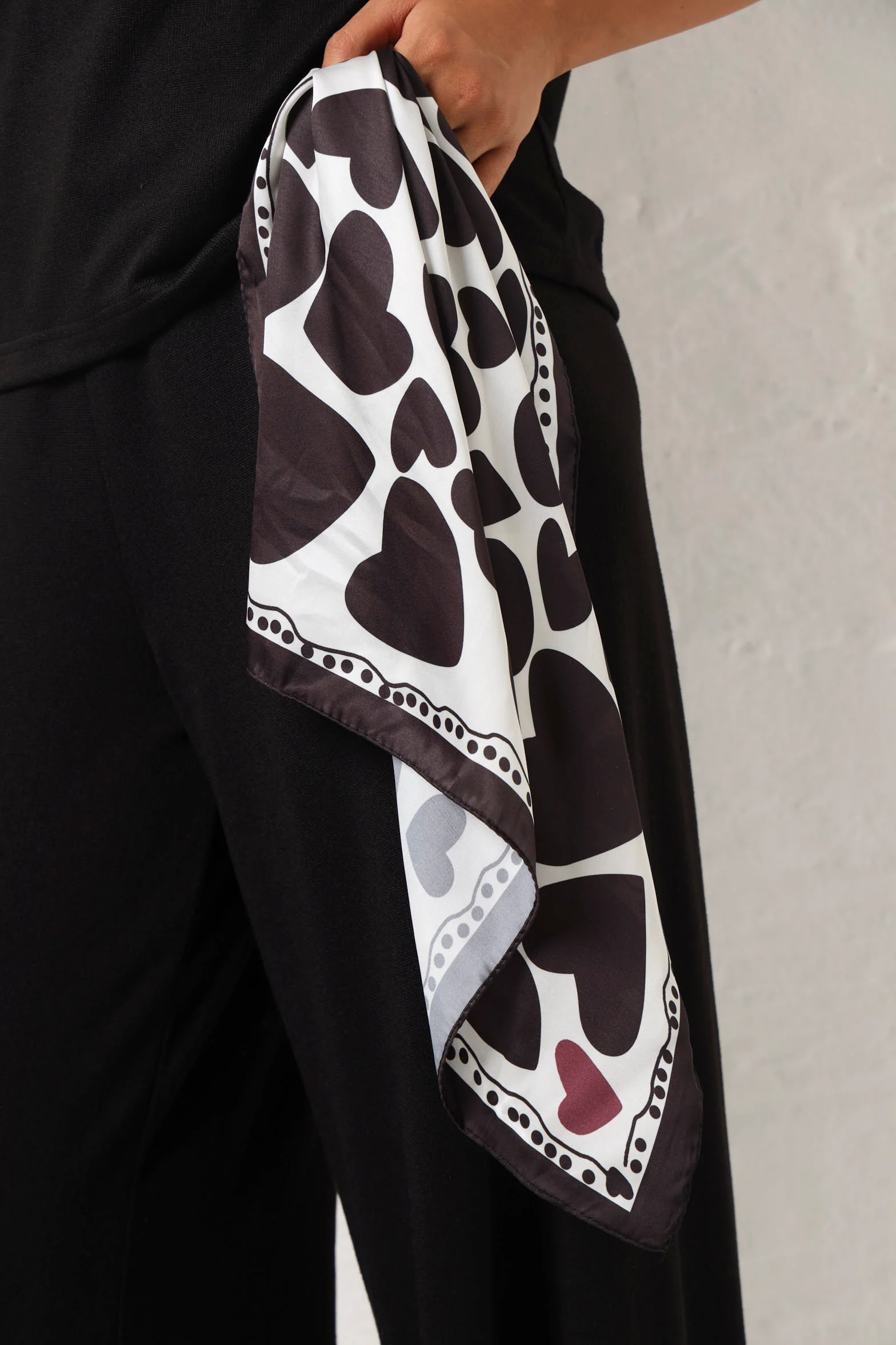2 Pack Polka Dot & Heart Print Satin Scarves - Multi - Image 3