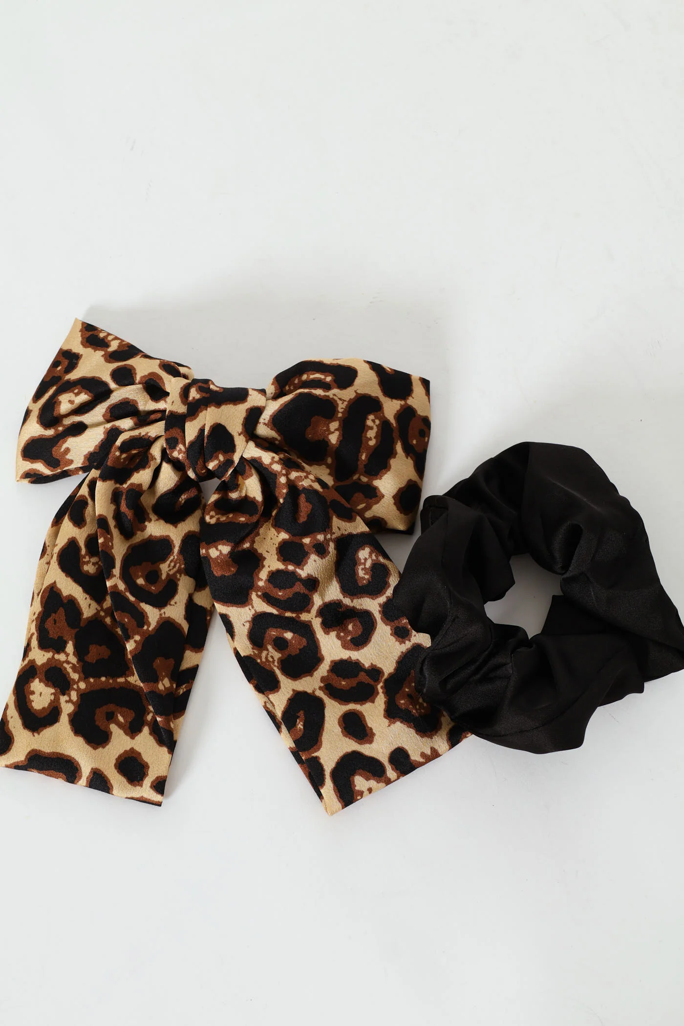 2 Pack Satin Bow Hair Scrunchies - Multi