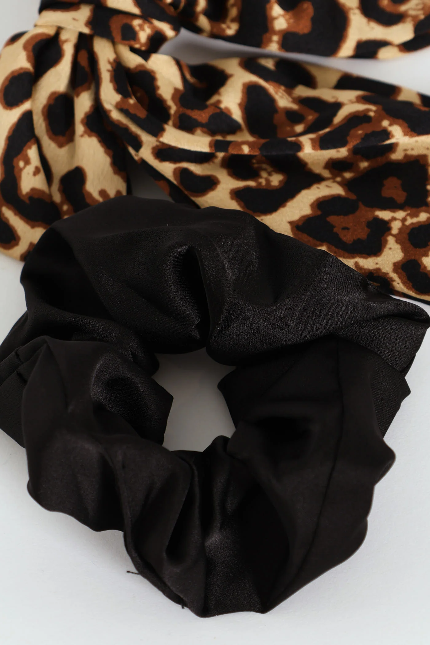 2 Pack Satin Bow Hair Scrunchies - Multi - Image 2
