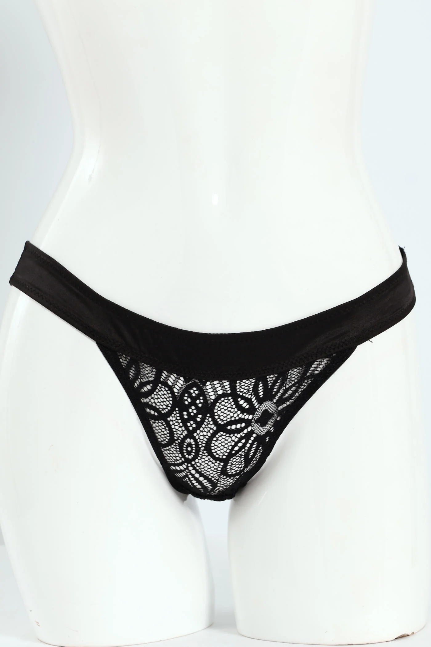 2 Pack Sequin Lace Brazilian Panties - Black/Laurel Wreath