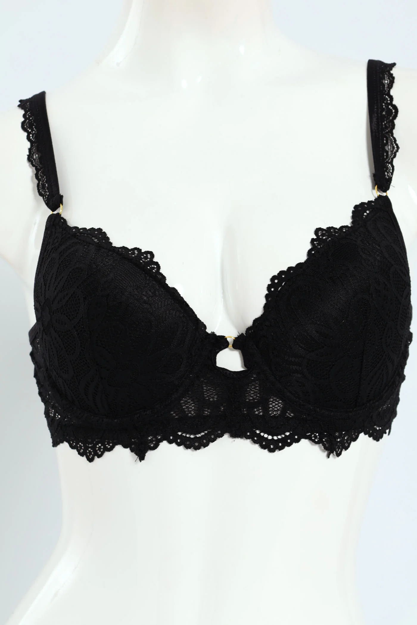 2 Pack Sequin Lace T-Shirt Bras - Black/Laurel Wreath
