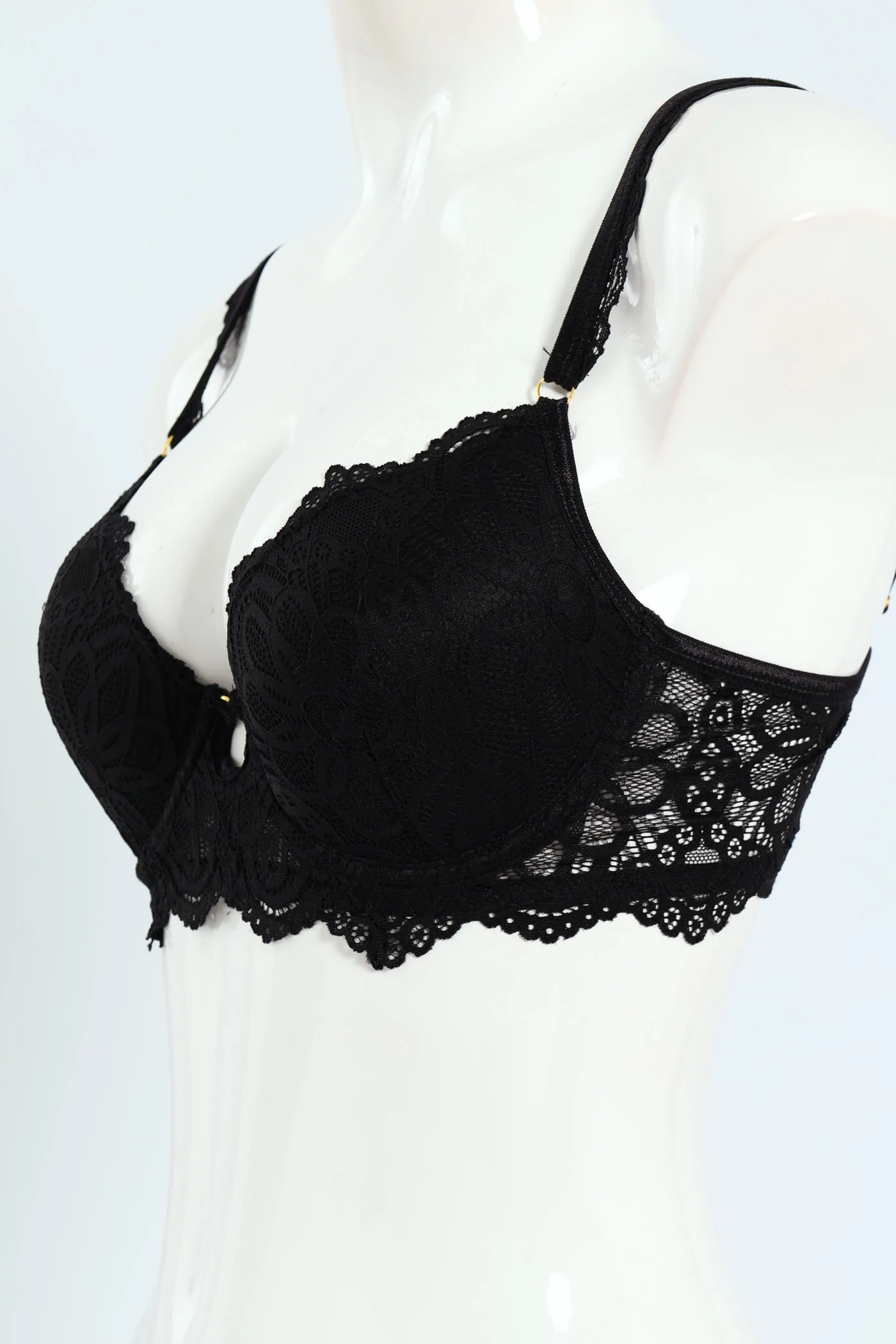 2 Pack Sequin Lace T-Shirt Bras - Black/Laurel Wreath - Image 3