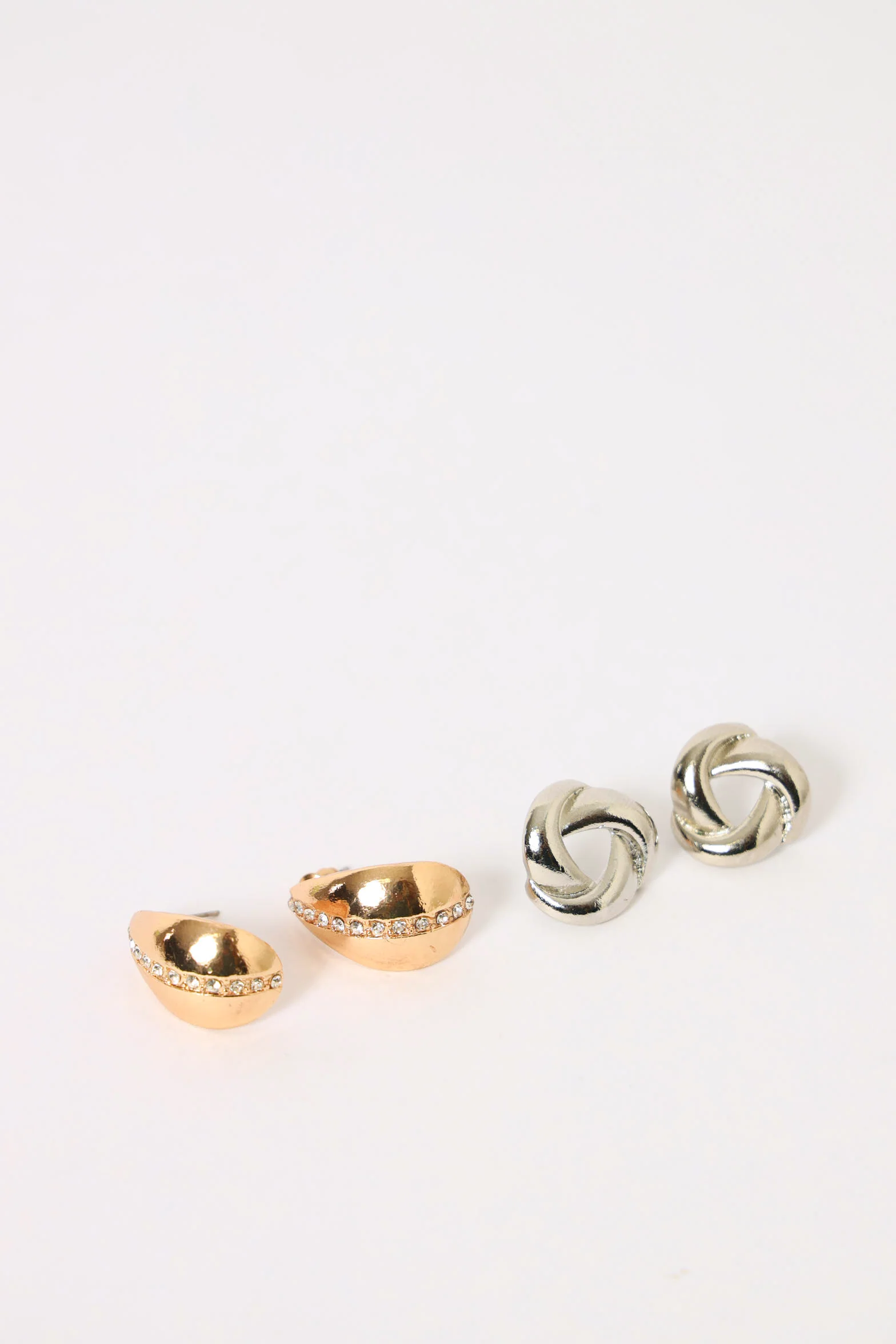 2 Pack Statement Knot & Diamante Teardrop Earrings - Multi - Image 5