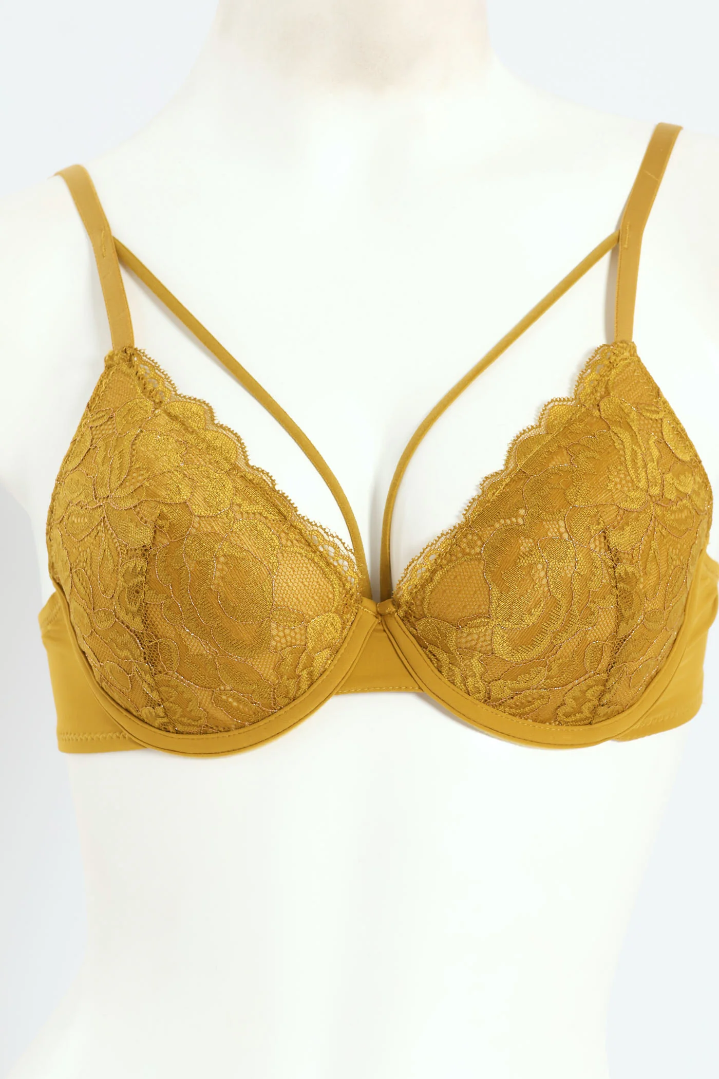 2 Pack Strappy Lace Balconette Bras - Black Iris/Amber Green