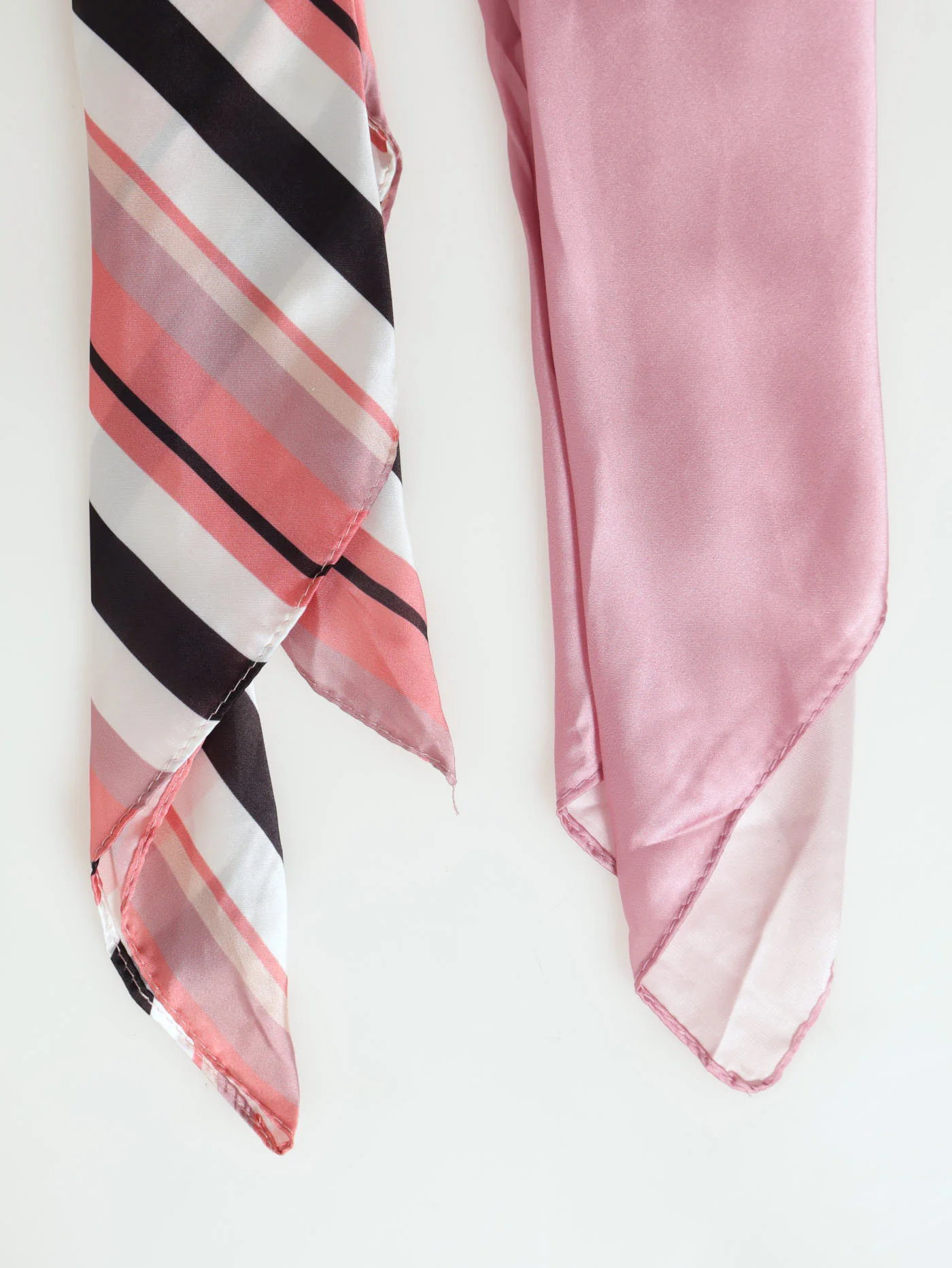 2 Pack Stripe & Plain Satin Scarf - Image 3