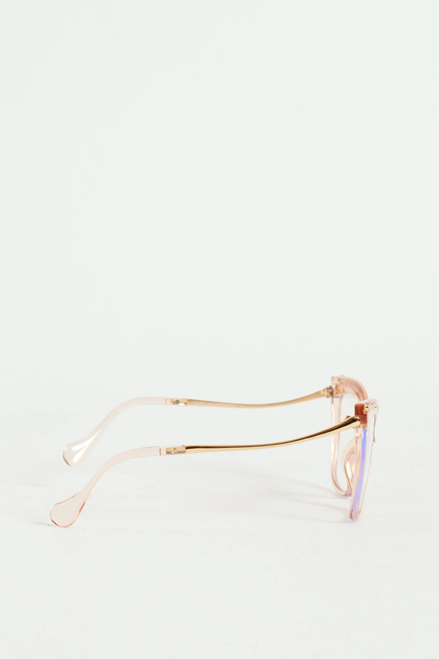 2 Tone Cat Eye Blue Block Lens Glasses - Champagne - Image 5
