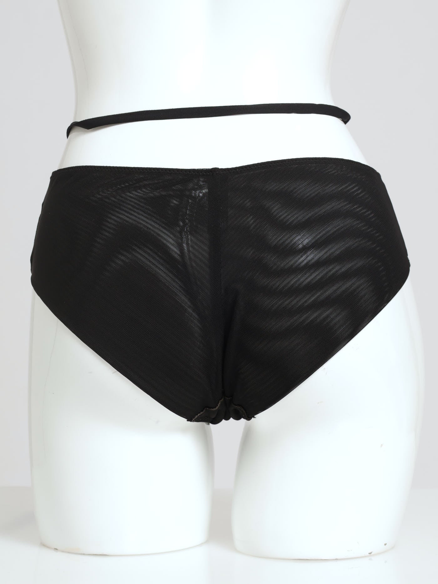 2-Tone Mesh Brazilian Panty - Black/Beige - Image 2