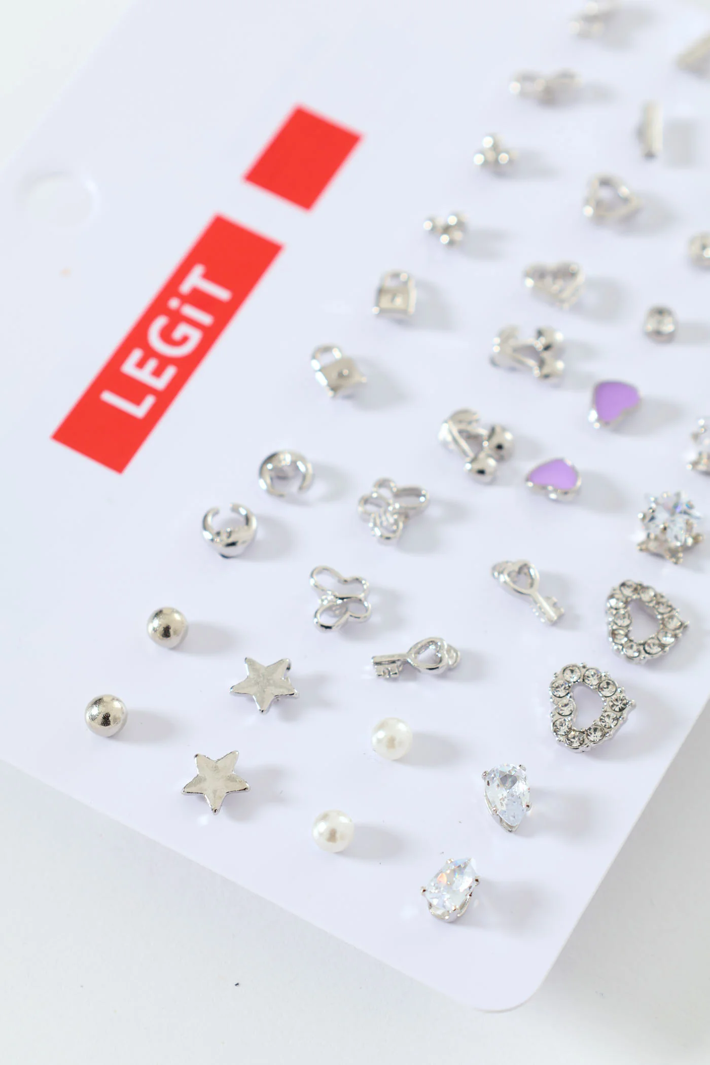 20 Pack Novelty Stud Earrings - Silver - Image 3