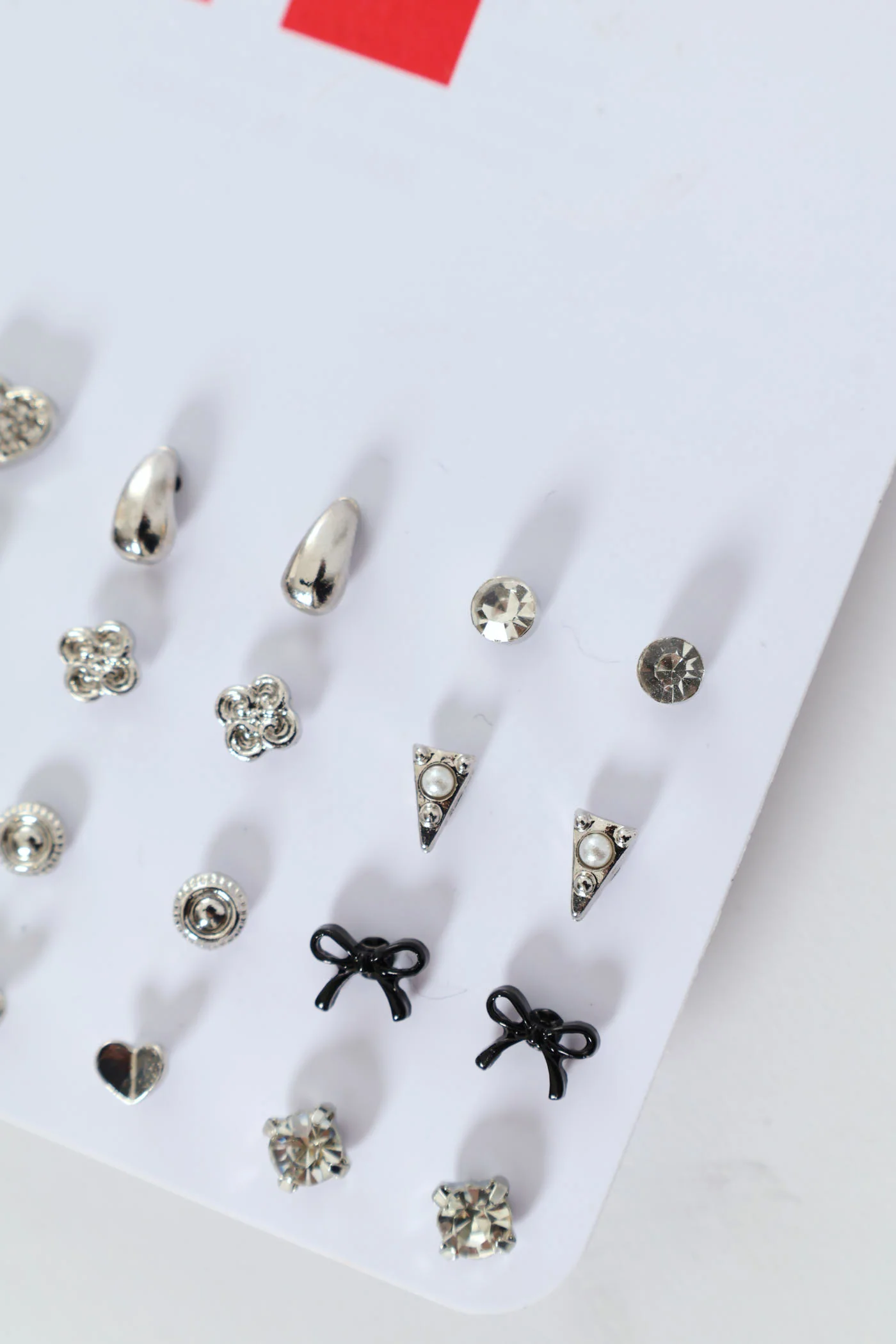 20 Pack Variety Epoxy & Diamante Stud Earrings - Silver - Image 3
