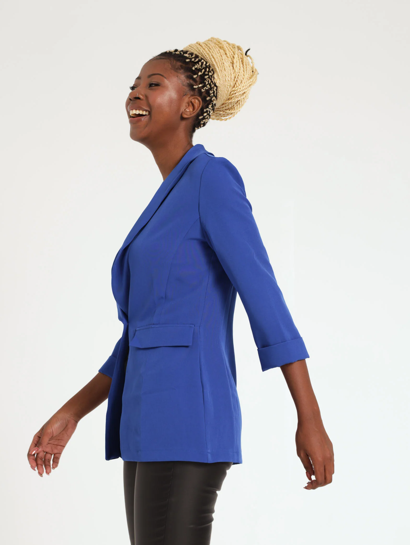 3/4 Sleeve Half Lined Jacket - Cobalt - Image 3