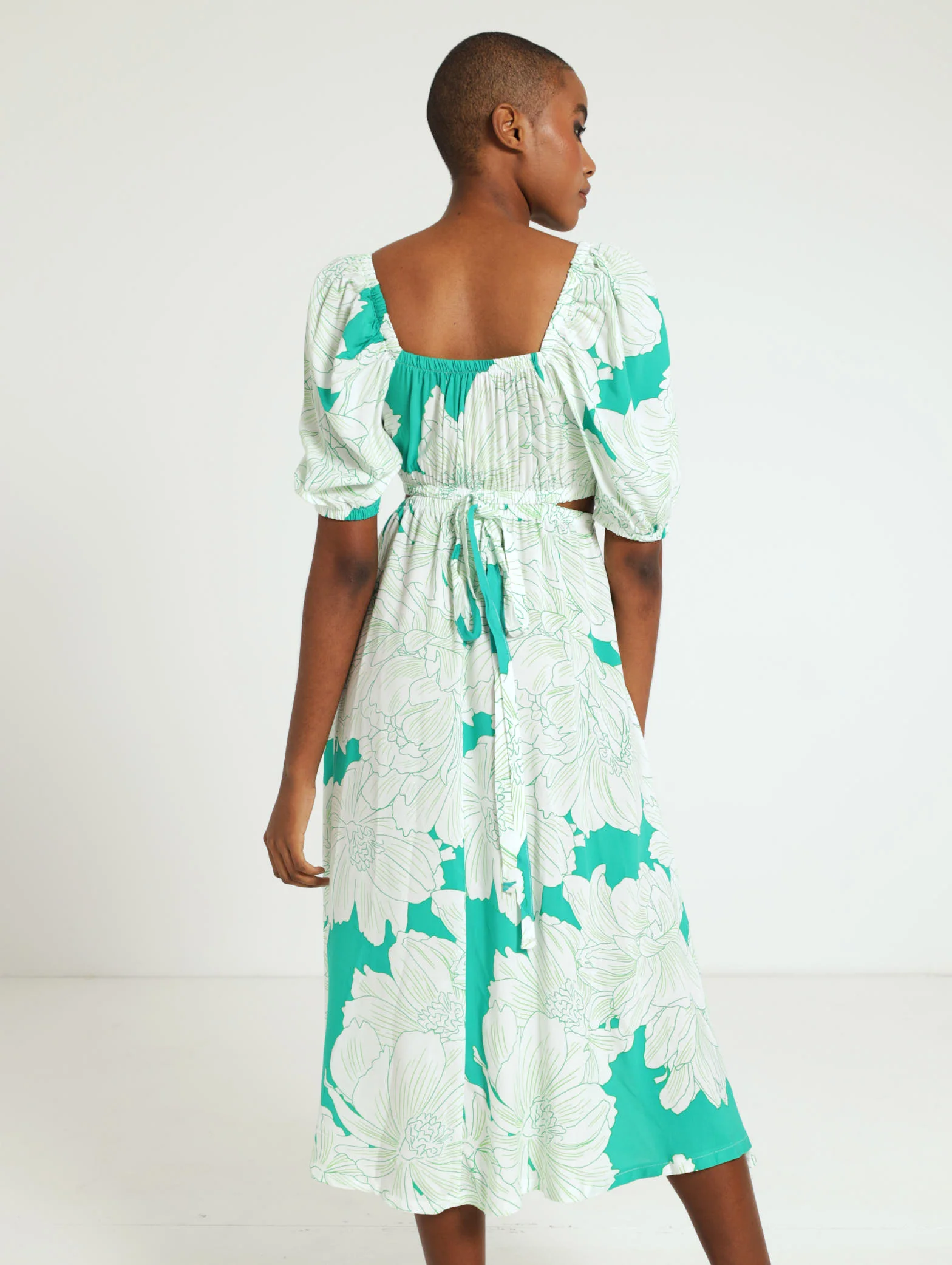3/4 Sleeve Large Floral Midi Dress - Image 3