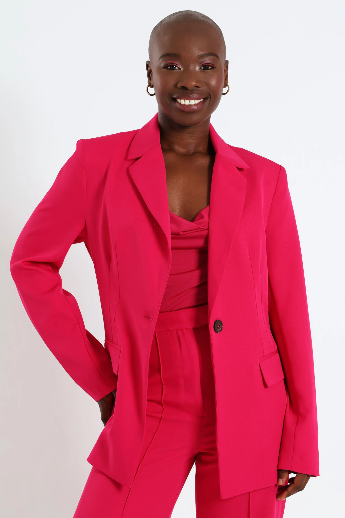 Longer Length Slimfit Blazer - Cerise