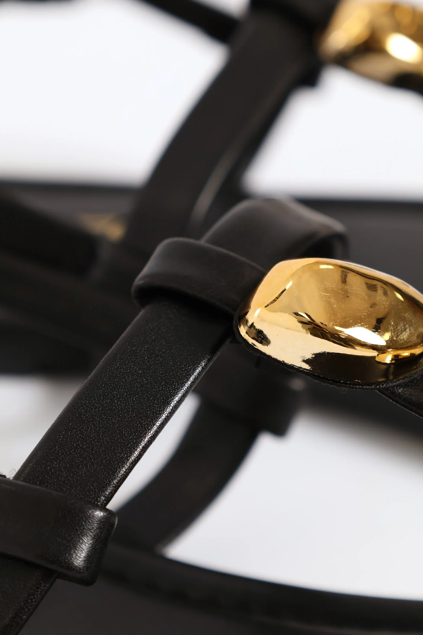 3 Gold Bead Backstrap Thong Sandal - Black - Image 3