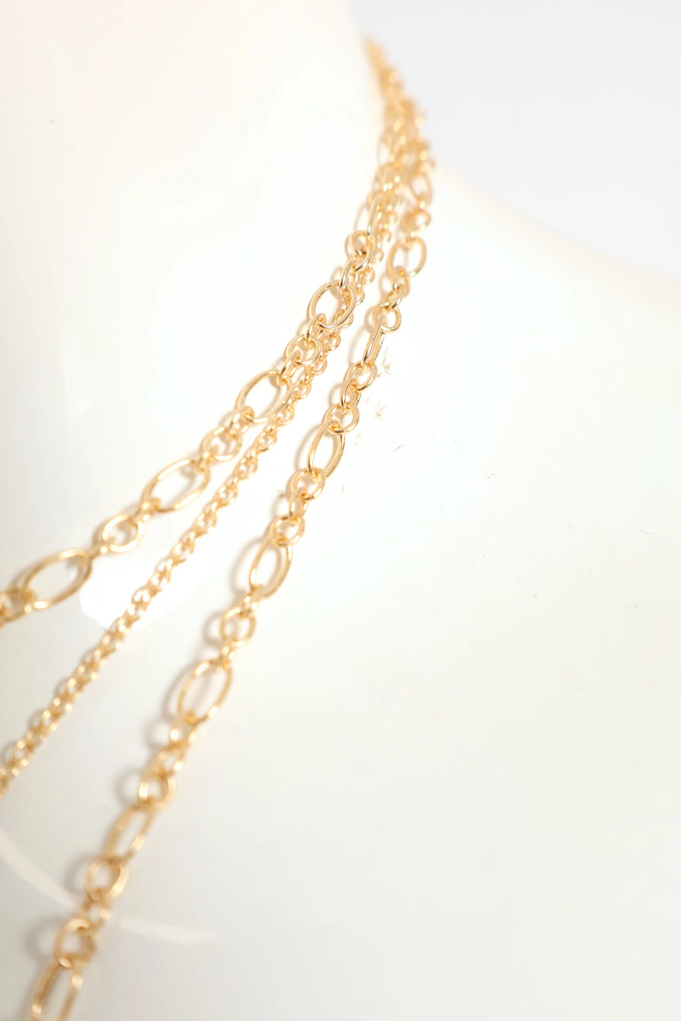 3 Layer Diamante & Epoxy Disk Necklace - Gold - Image 3