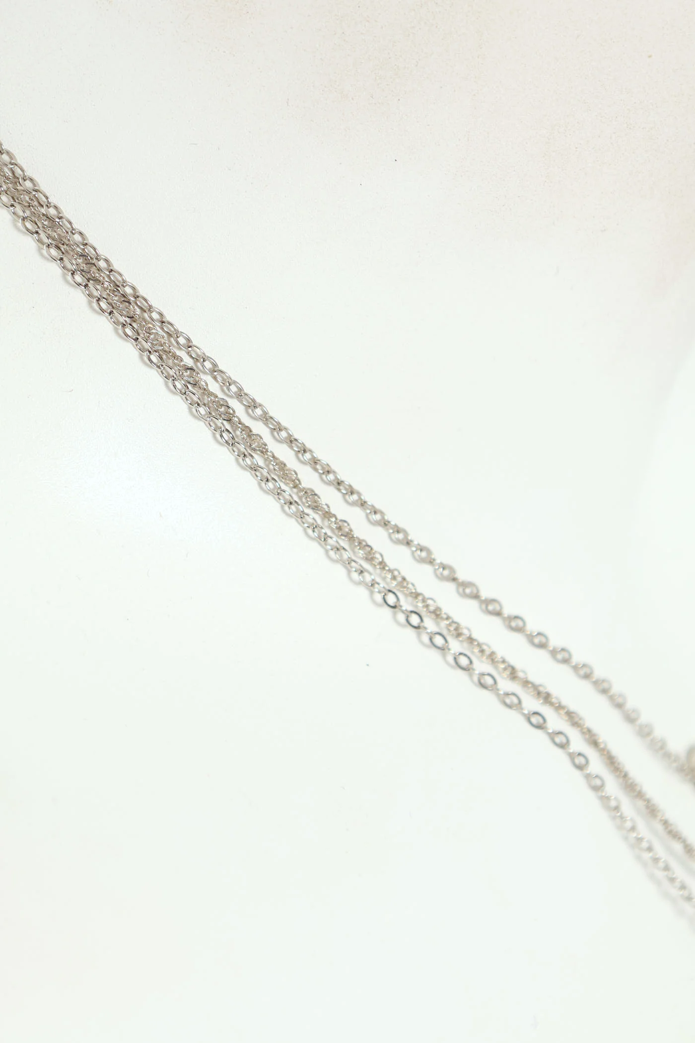 3 Layer Diamante Heart Necklace And Matching Earrings - Silver - Image 5