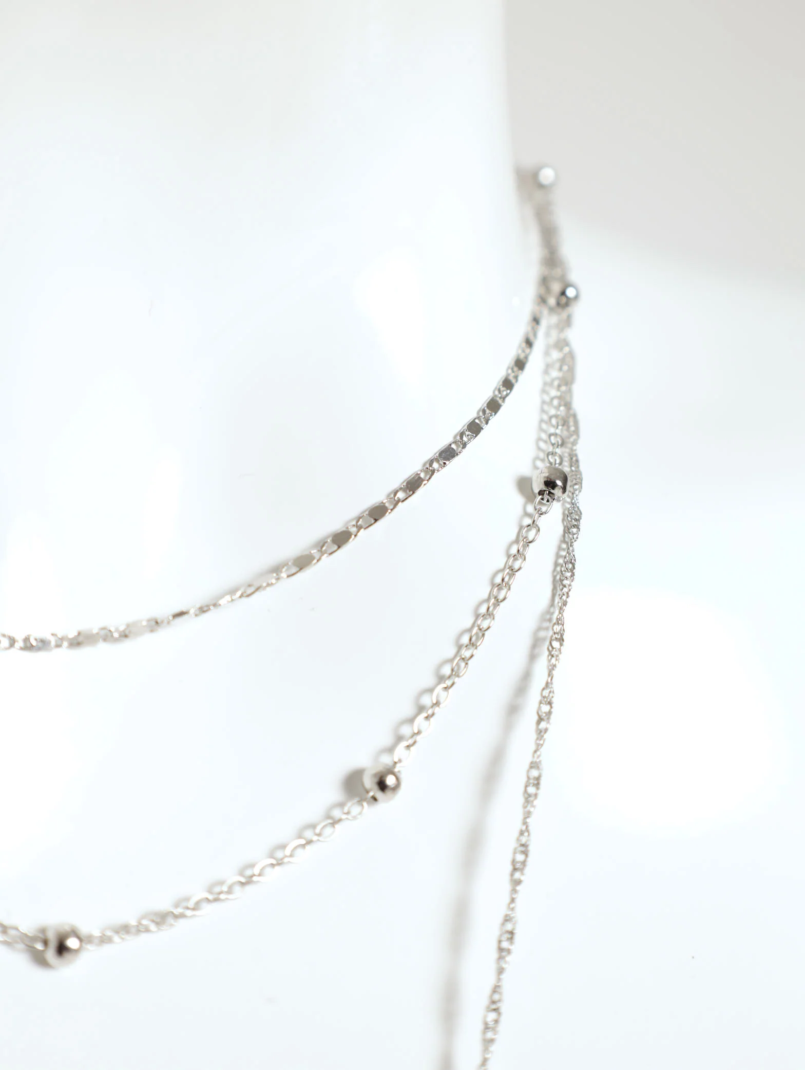 3 Layer Flat Chain And Heart Pendant Necklace - Image 3