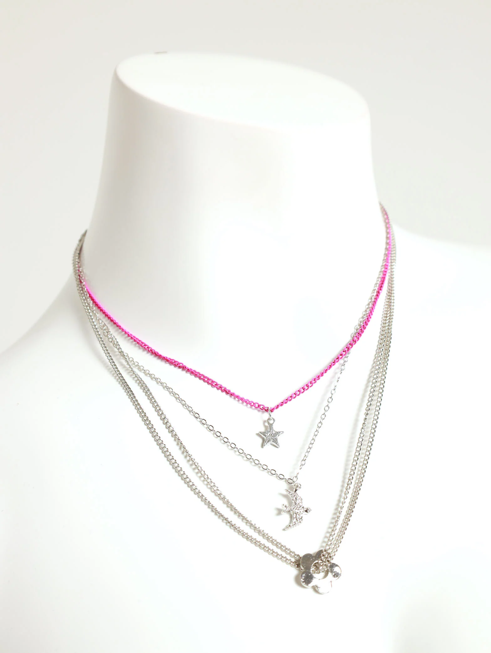 3 Layer Flower & Bird Necklace & Star Studs