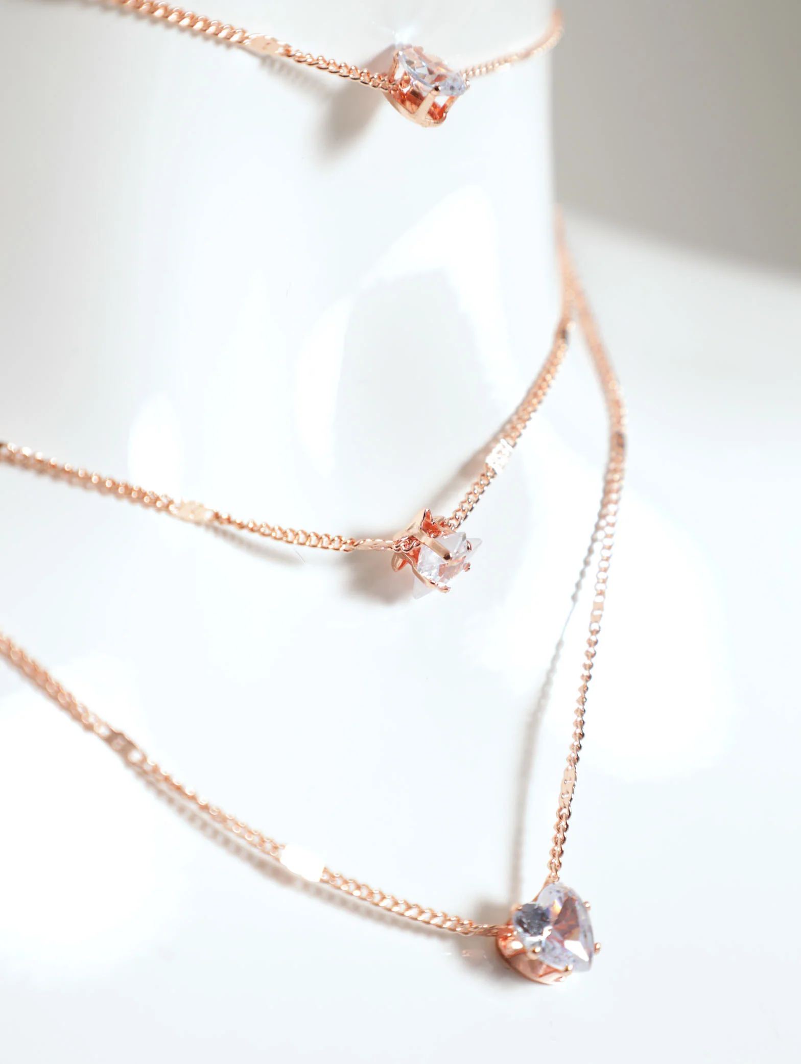 3 Layer Gem Butterfly Star And Heart Pendant Necklace - Image 2