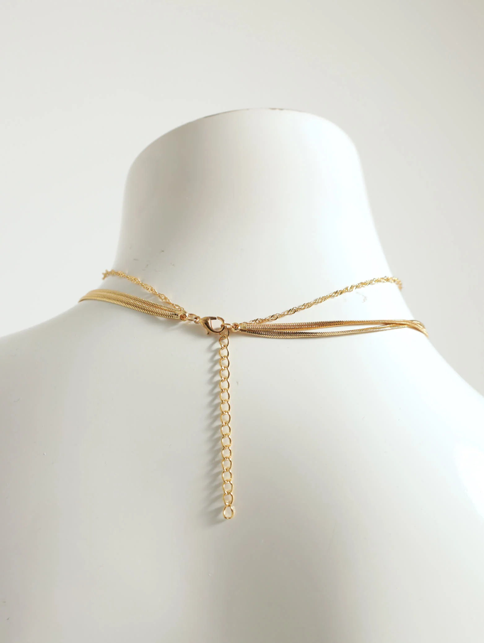 3 Layer Hanging Snake Chain Necklace And Stud Earing - Image 2