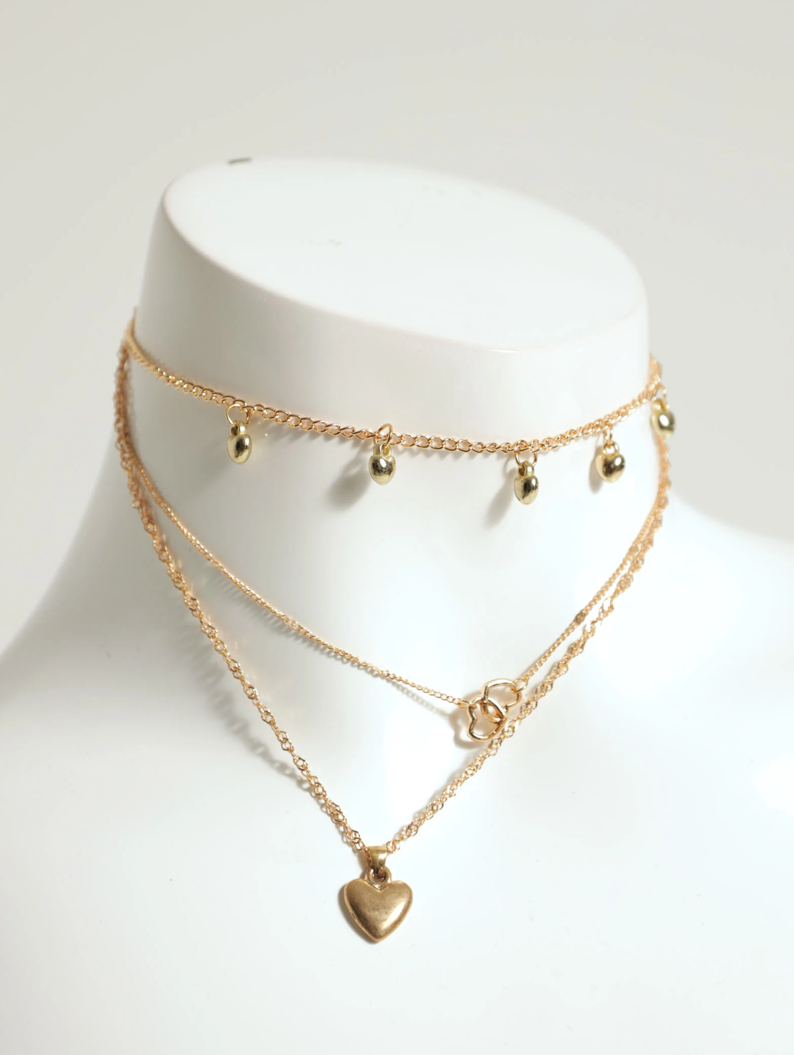 3 Layer Multi & Interlinked Heart Necklace