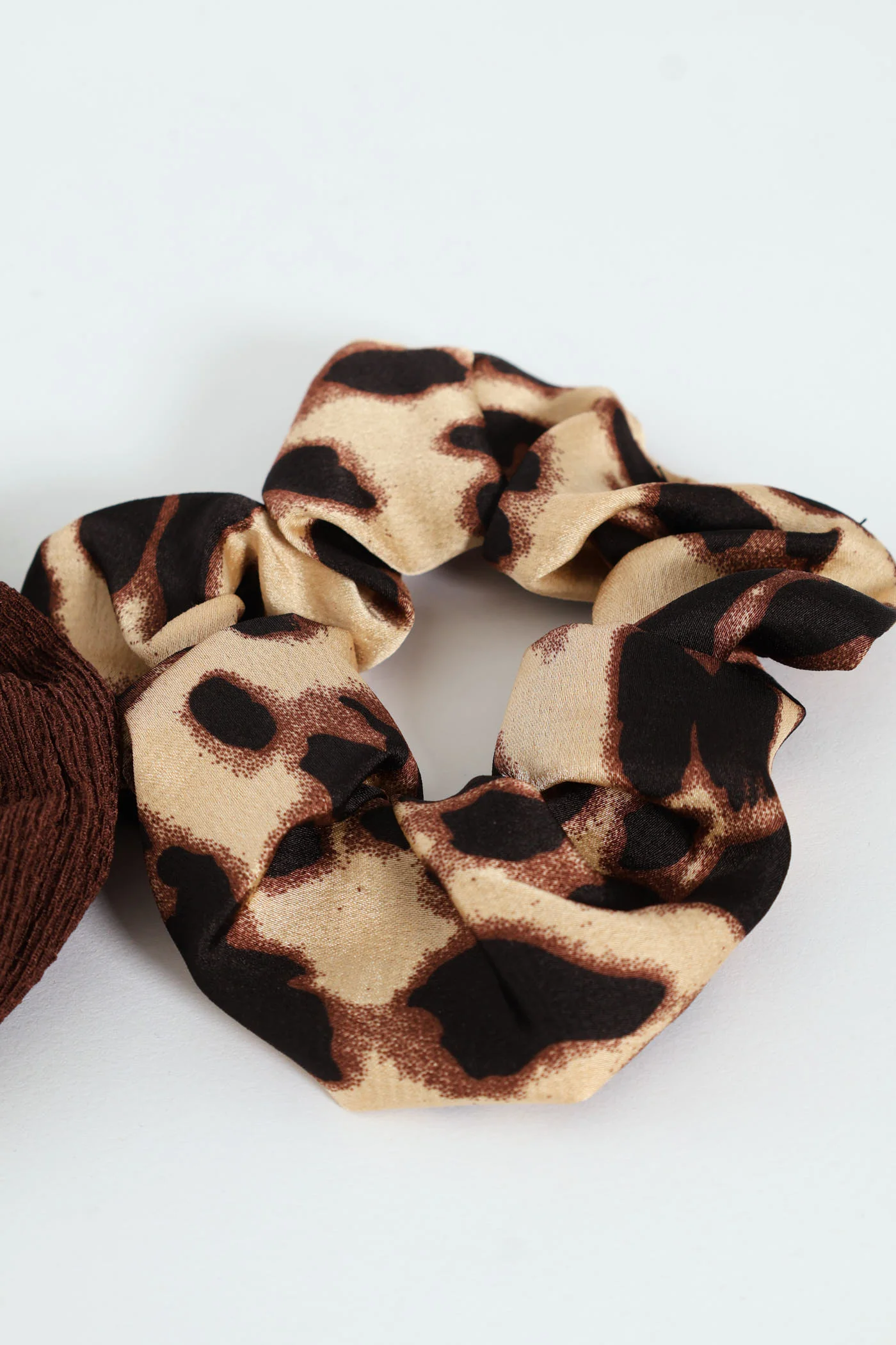 3 Pack Animal Print Scrunchies - Brown - Image 4