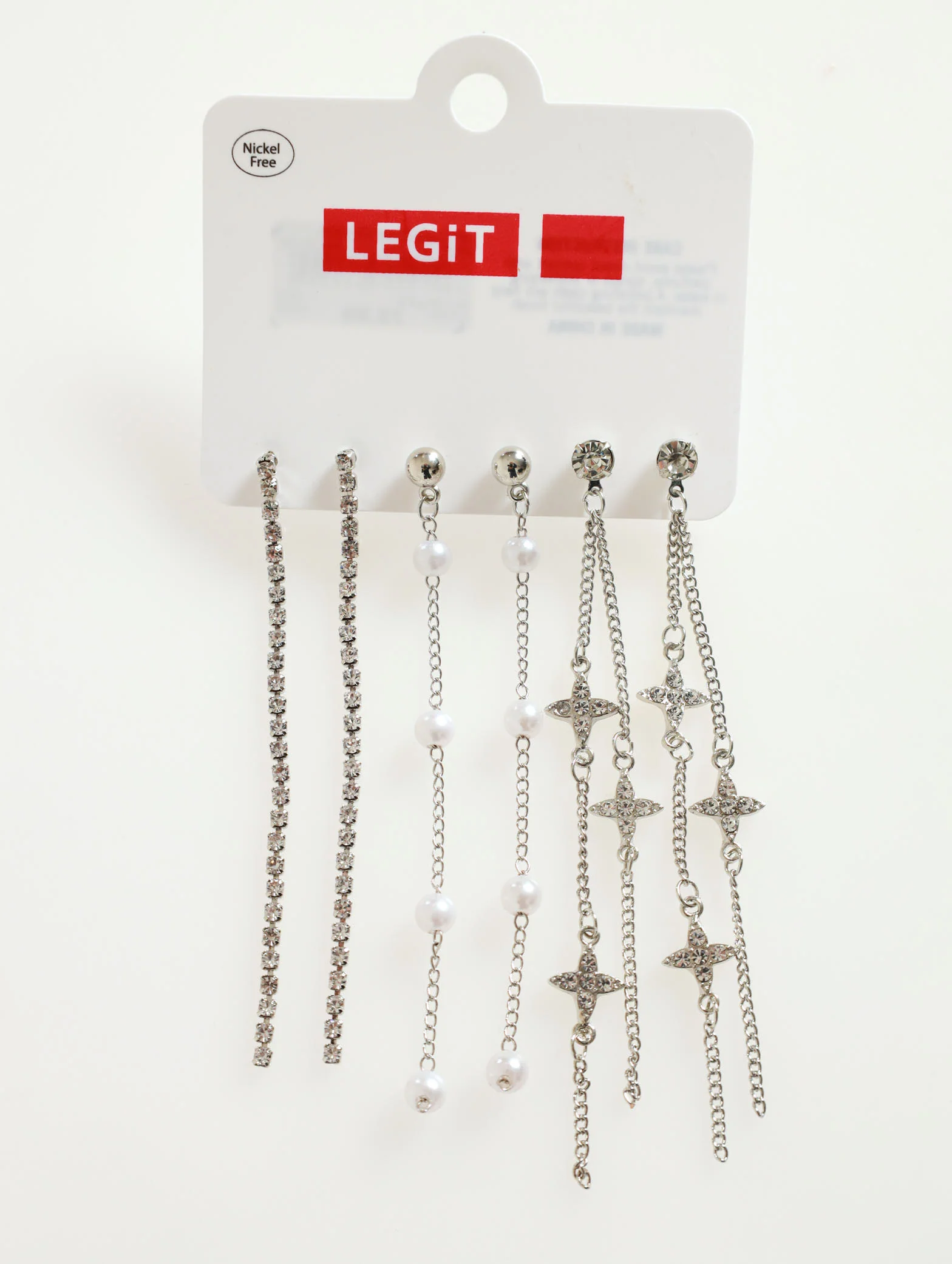 3 Pack Cluster Hanging Stars And Pearls Earrings