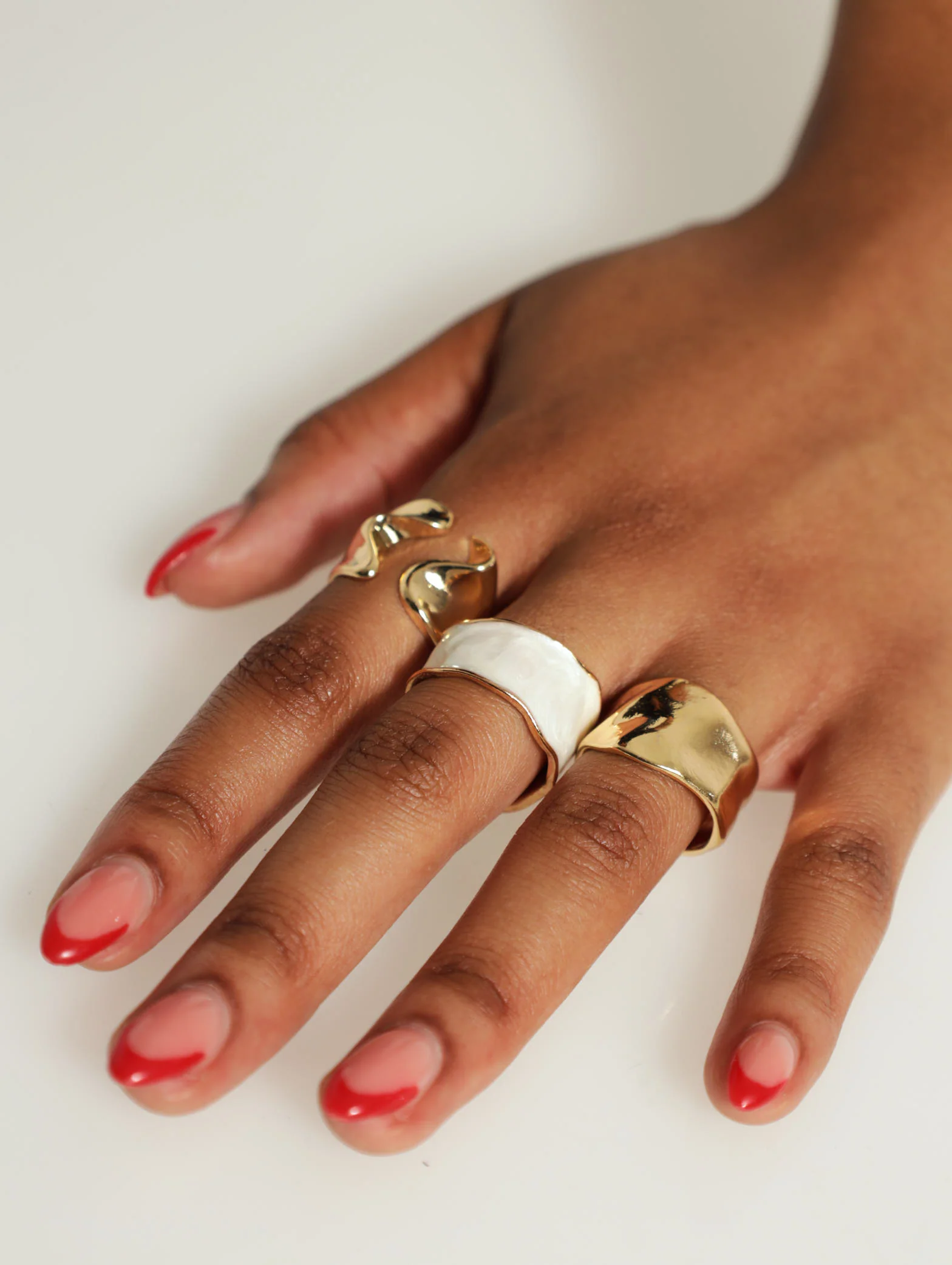 3 Pack Hammered Irregular Statement Ring - Image 2