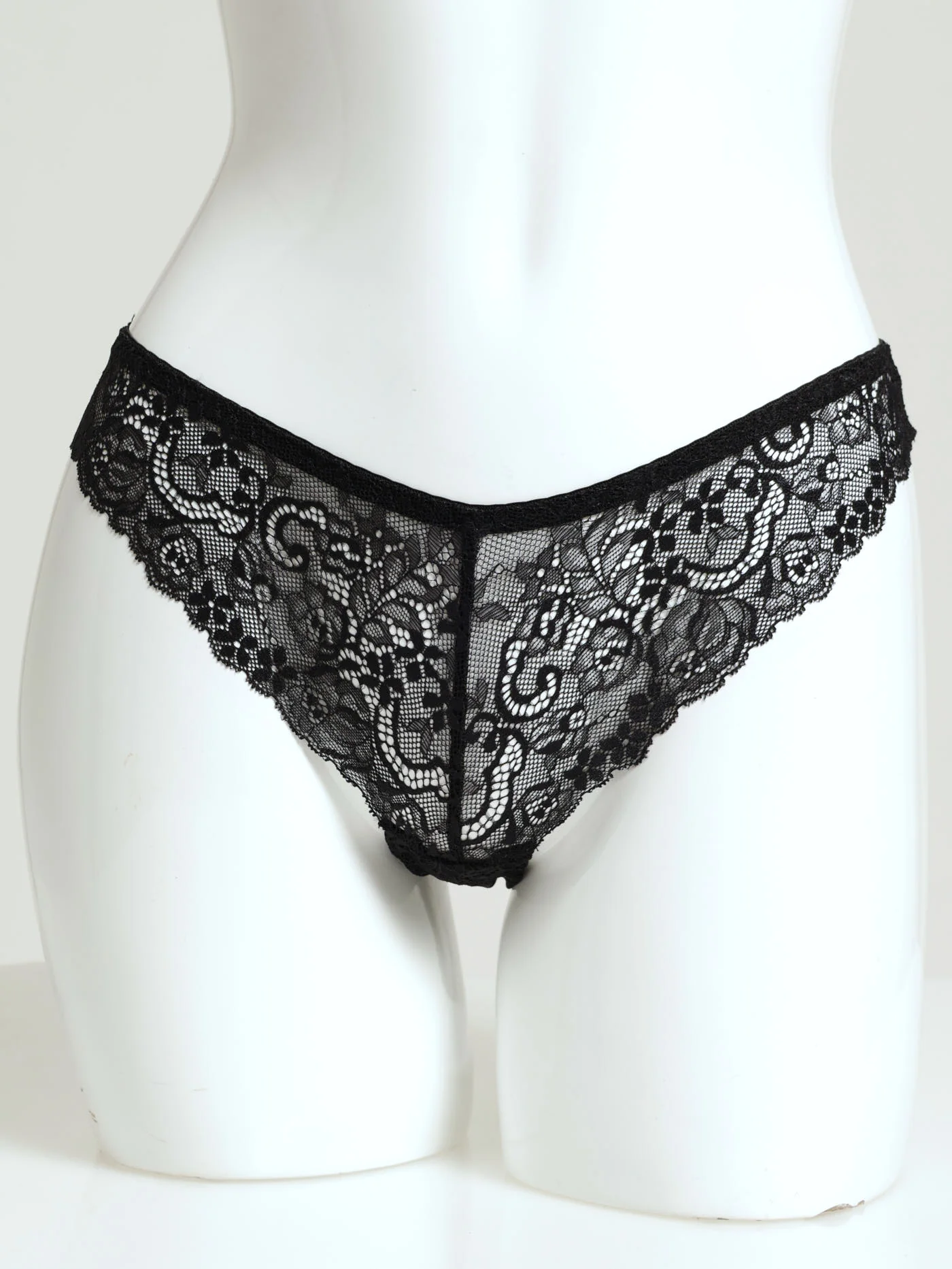 3 Pack Lace Brazilian Panties - Black/Plum/Crystal Pink