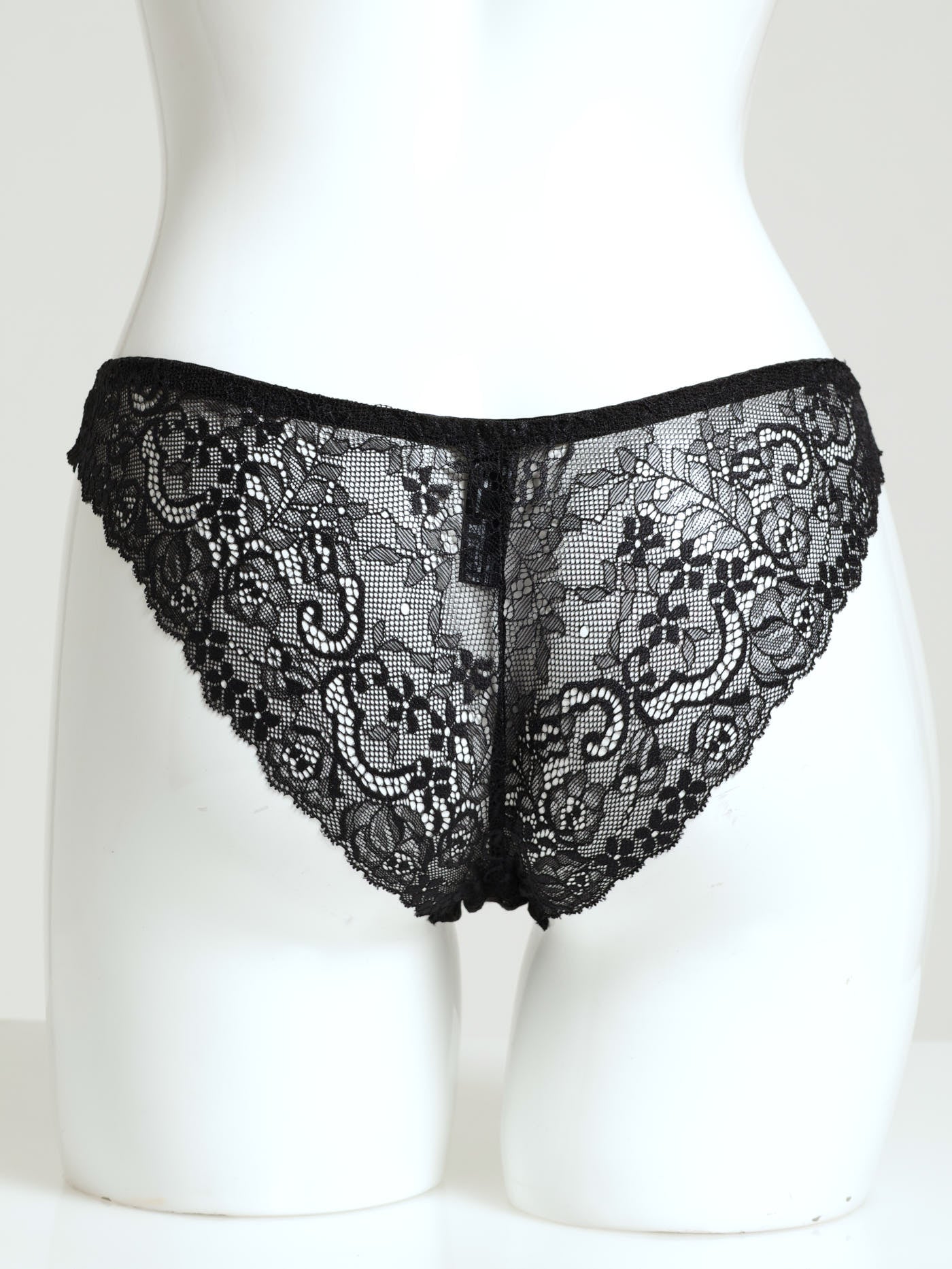 3 Pack Lace Brazilian Panties - Black/Plum/Crystal Pink - Image 2