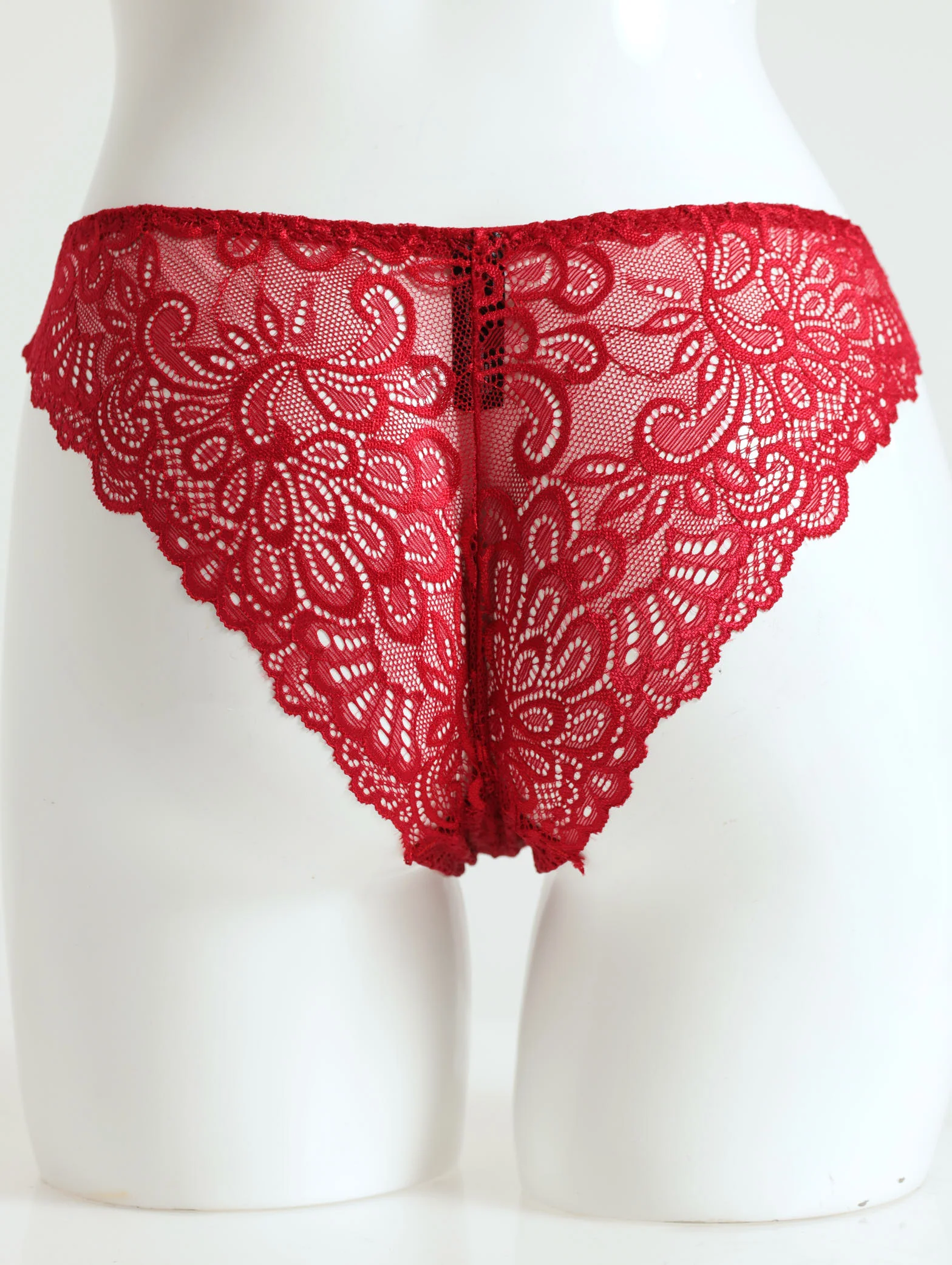 3 Pack Lace Brazilian Panties - Fig/Rose/Barberry - Image 4