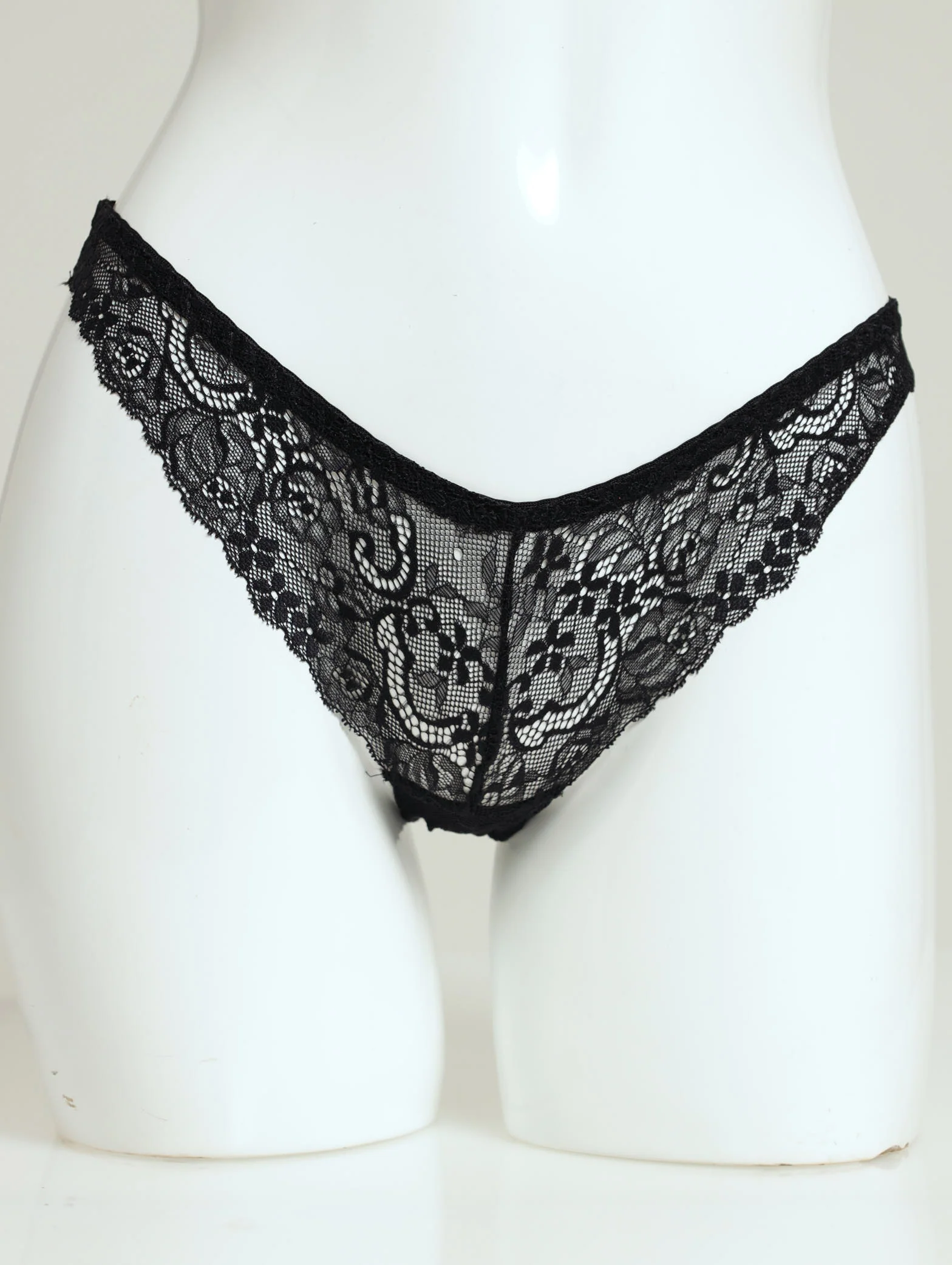 3 Pack Lace Brazilian Panties - Jadeite/Plum/Black - Image 3