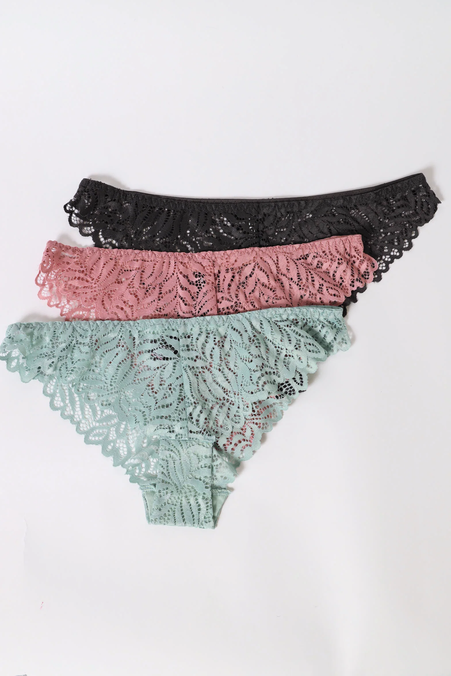 3 Pack Lace Brazilian Panties - Multi