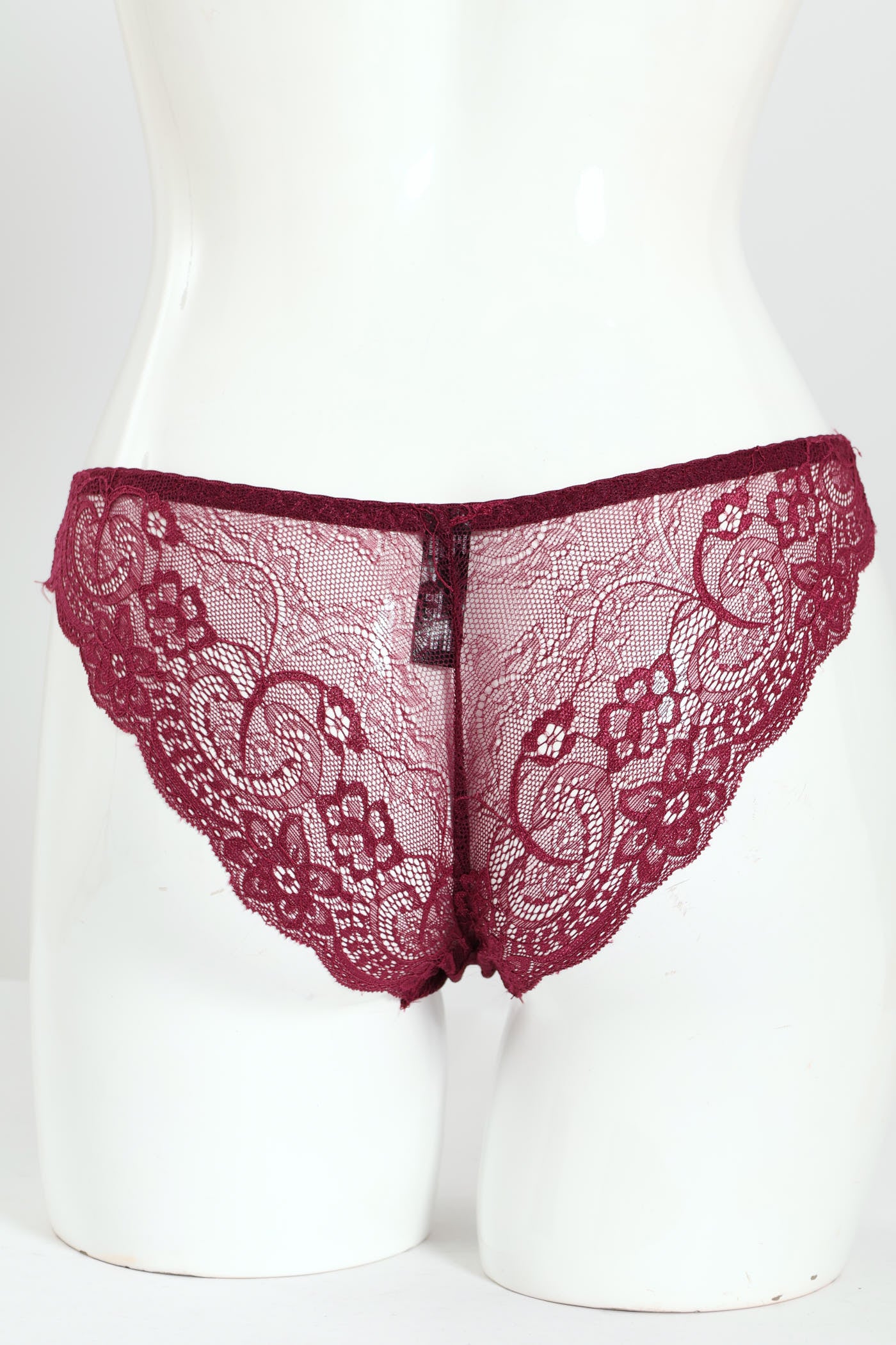 3 Pack Lace Brazilian Panties - Rhubarb/Tan/Prune - Image 4