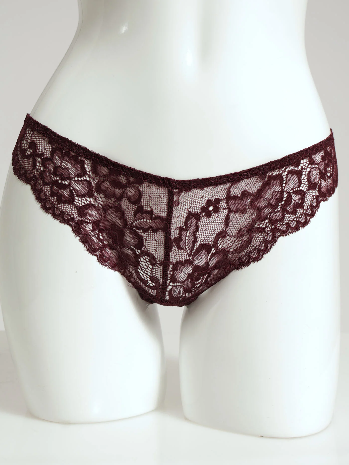 3 Pack Lace Brazilian Panty - Indigo/Wine/Mineral Red - Image 3