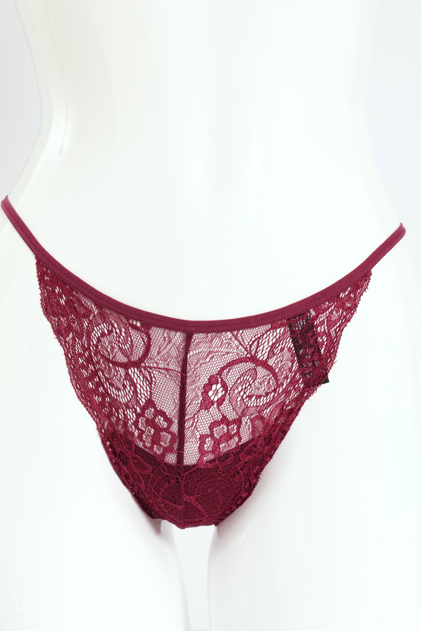 3 Pack Lace G-String Panties - Rhubarb/Tan/Prune - Image 3