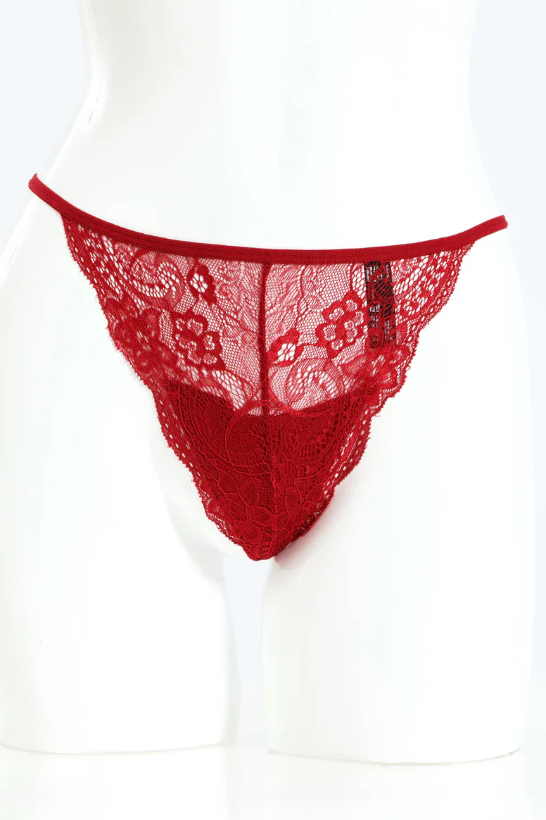 3 Pack Lace G-String Panty - Rhubarb/Legion/Black - Image 3