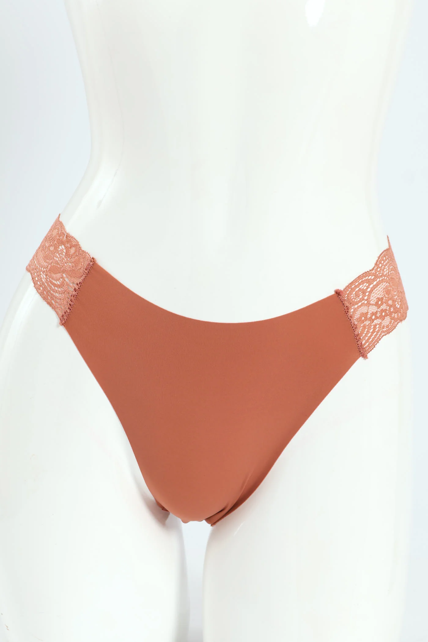 3 Pack Microfibre Lace Combo Brazilian Panties - Black /Choc/Rust - Image 4