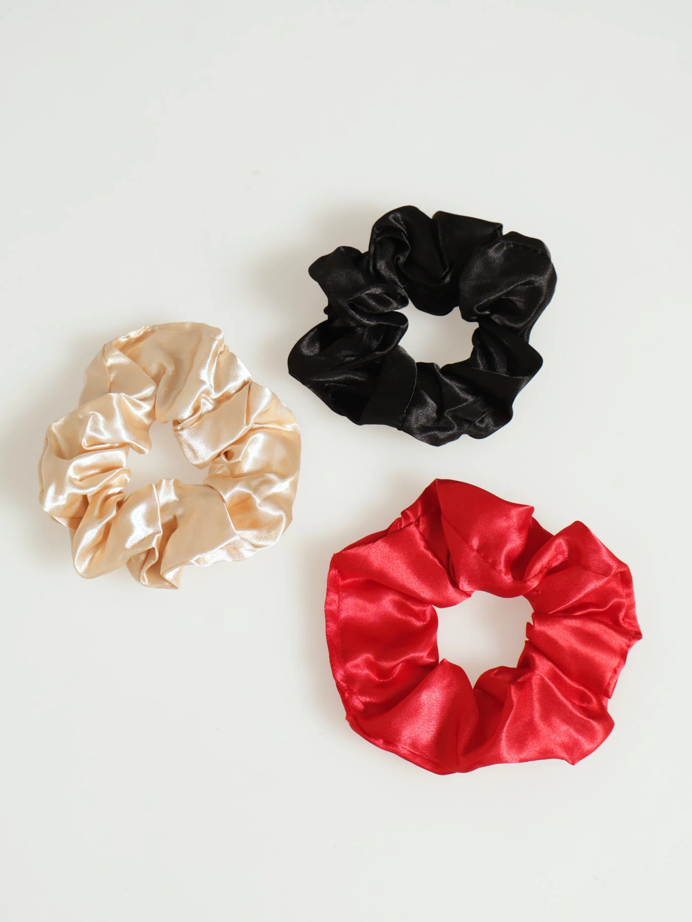3 Pack Multi Satin Scrunchies