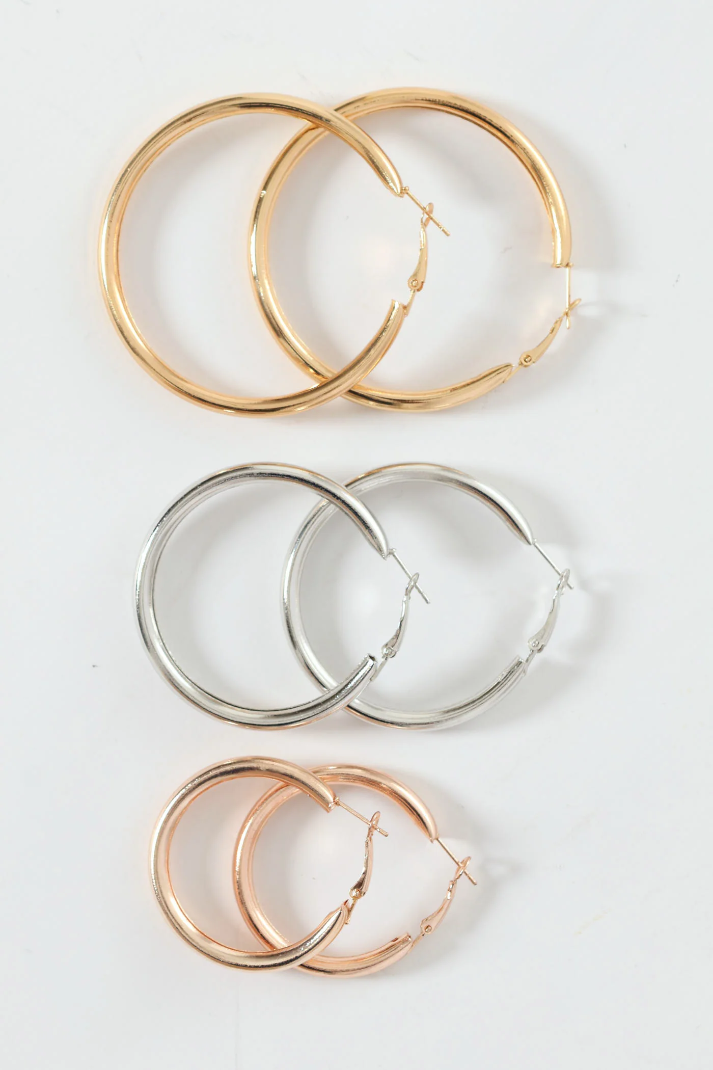 3 Pack Multi Statement Hoop Earrings - Multi