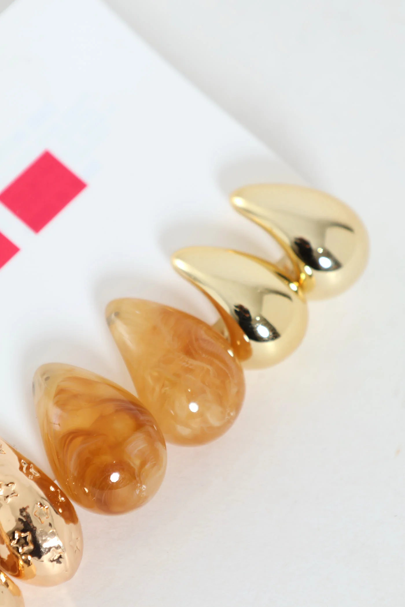 3 Pack Multi Teardrop Earrings - Gold - Image 2