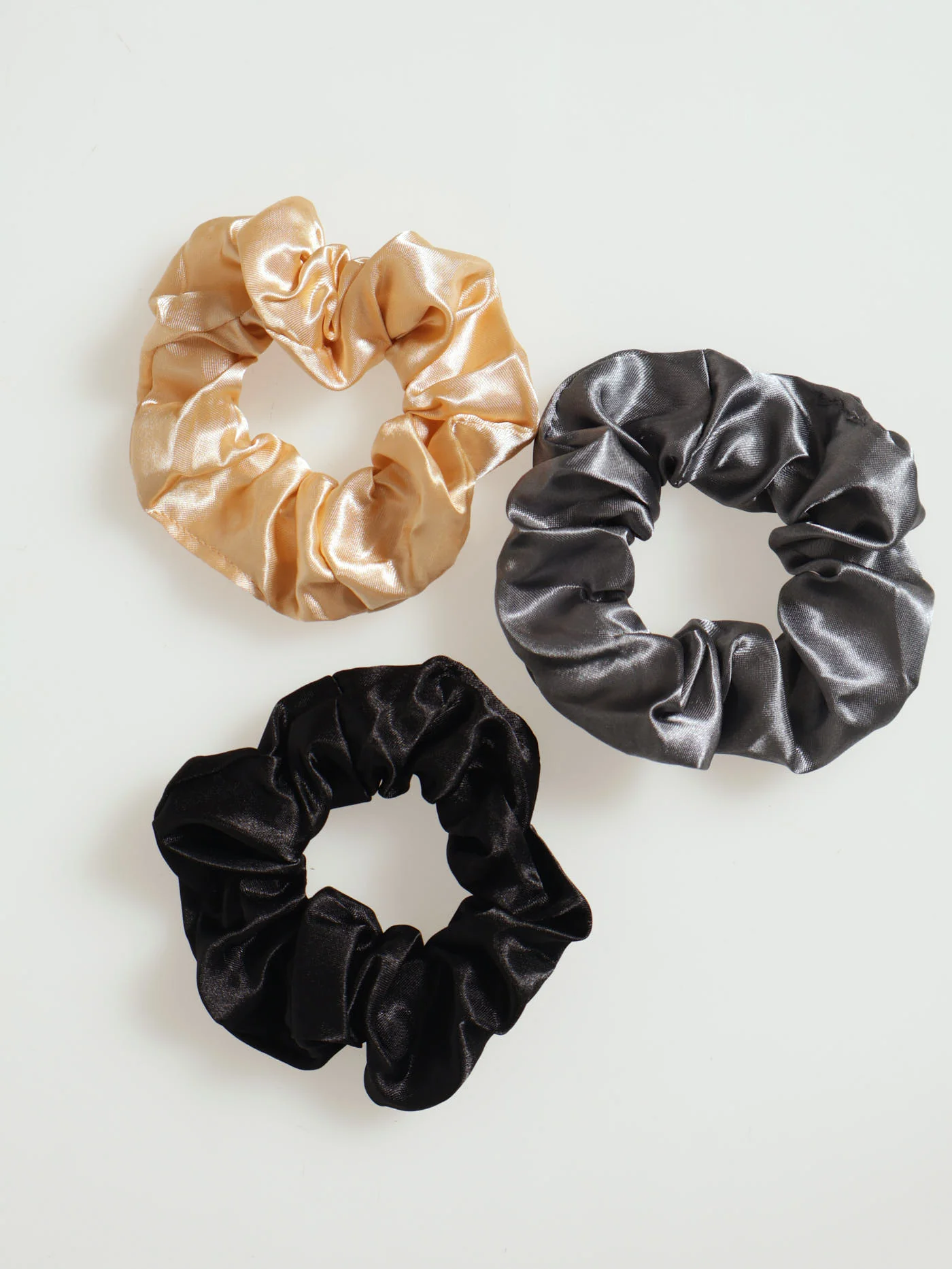 3 Pack Scrunchies - Black/Grey/Stone