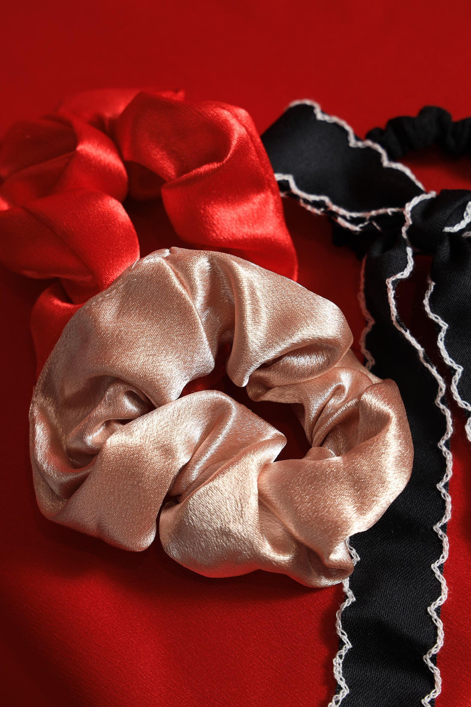 3 Pack Top Stitch Bow Scrunchies - Multi - Image 2