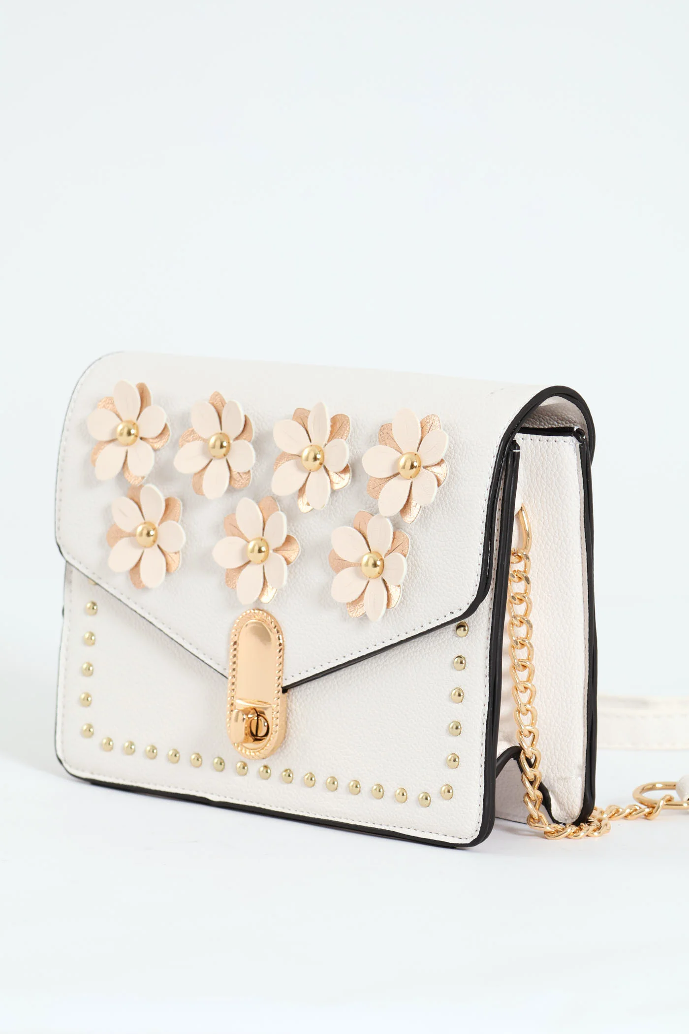 3D Flower Satchel Bag - Cream