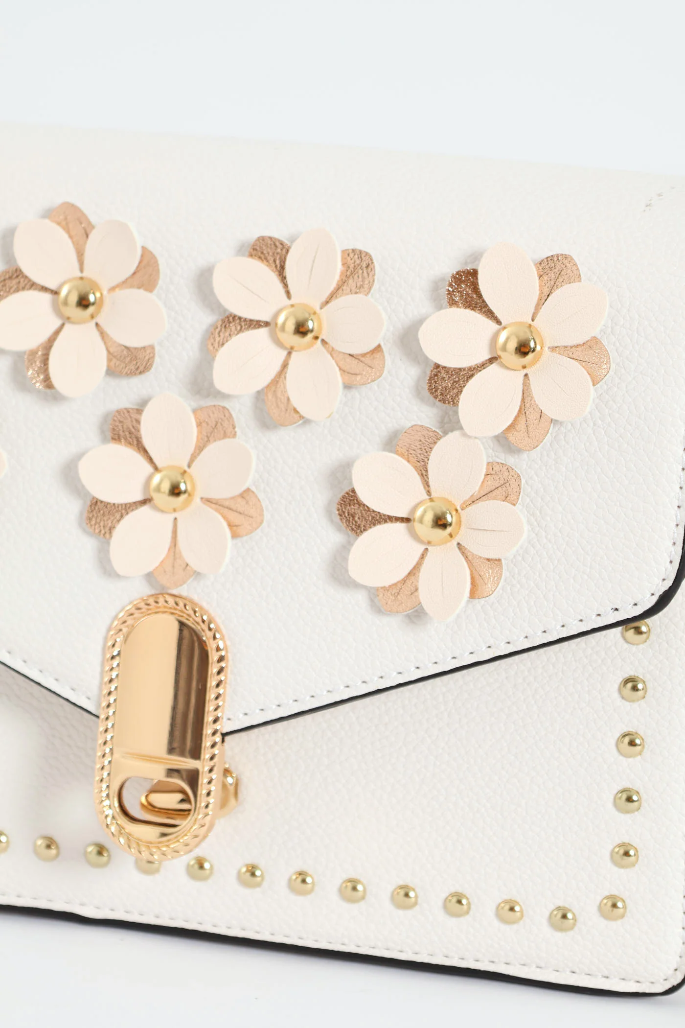 3D Flower Satchel Bag - Cream - Image 3