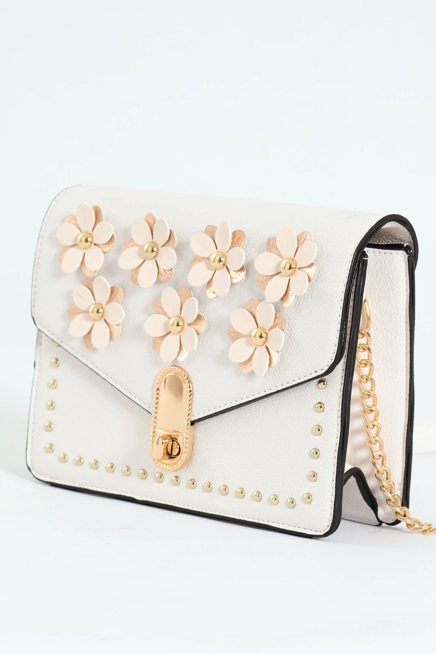 3D Flower Satchel Bag - Cream - Image 4