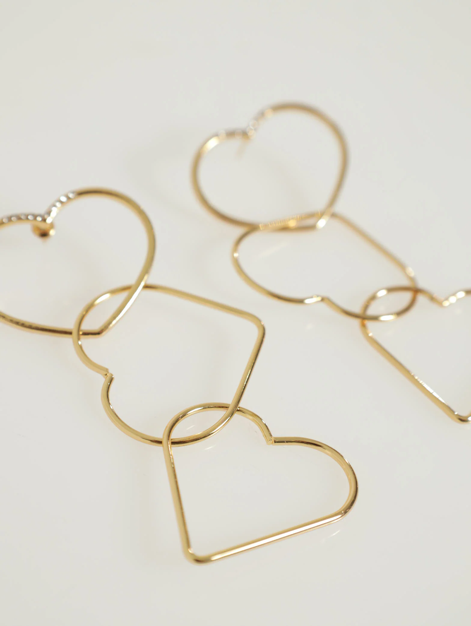3 Interlink Diamante Heart Earrings - Image 2